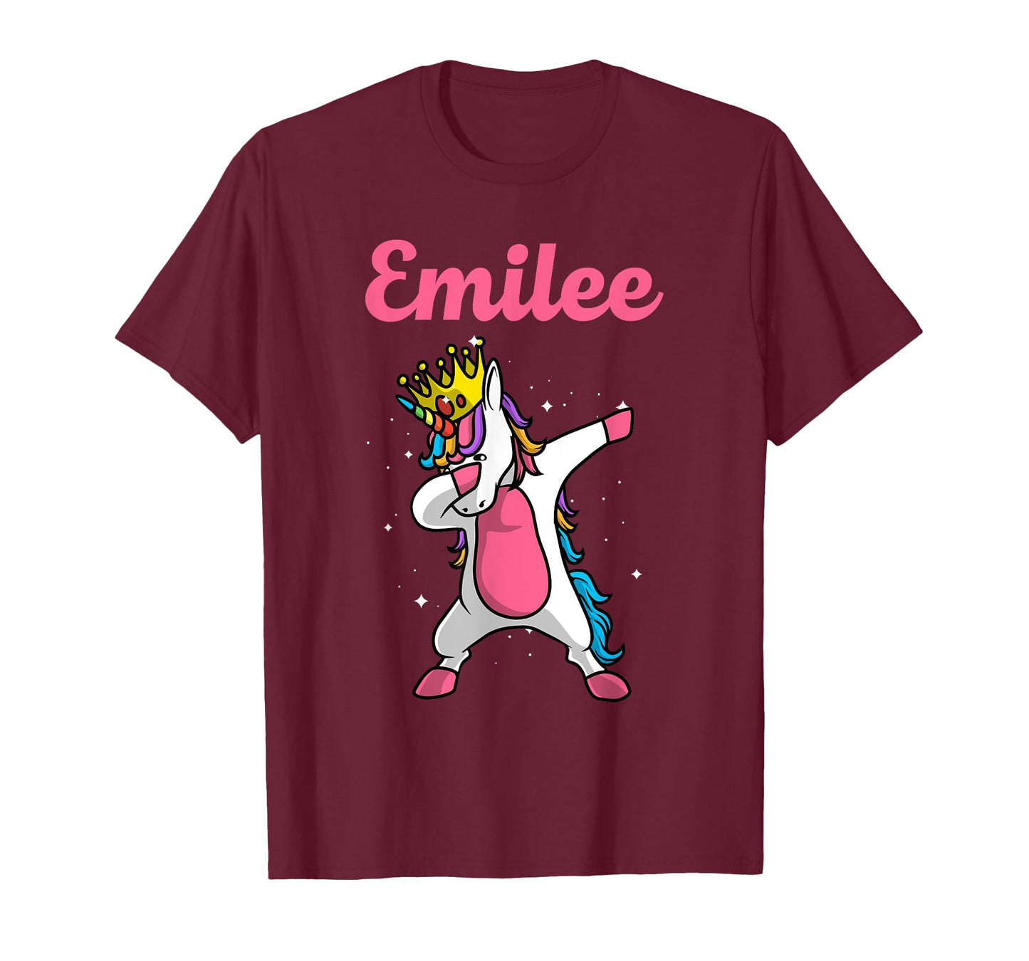 EMILEE Name Personalized Birthday Dabbing Unicorn Queen T-Shirt