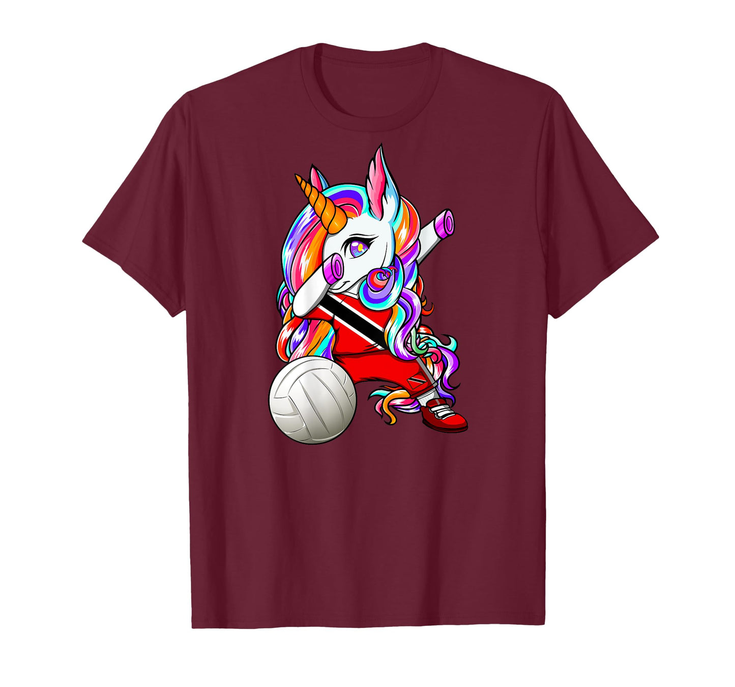 Dabbing Unicorn Trinidad and Tobago Volleyball Fans Jersey T-Shirt