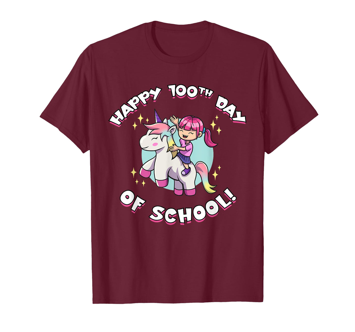 Happy 100th Day of School Girl Riding Unicorn T-Shirt