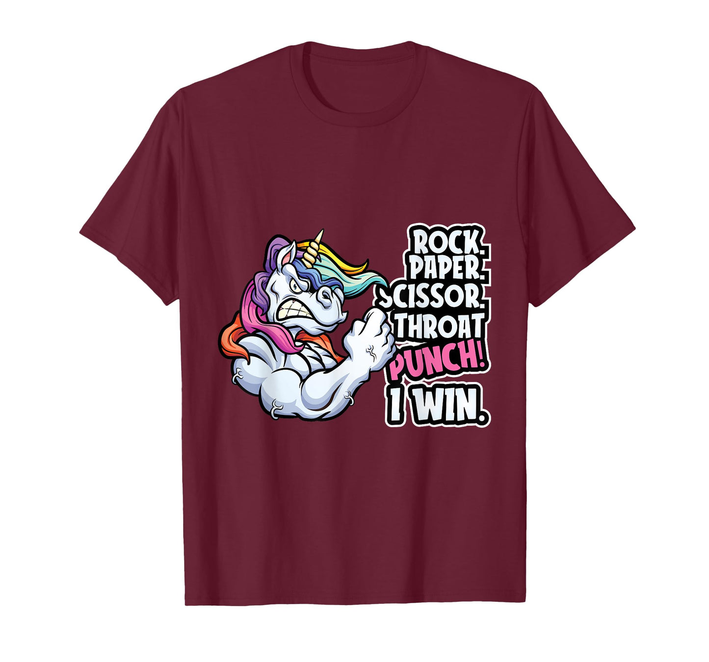 Rock Paper Throat Punch I Win - Funny Unicorn Theme Scissors T-Shirt