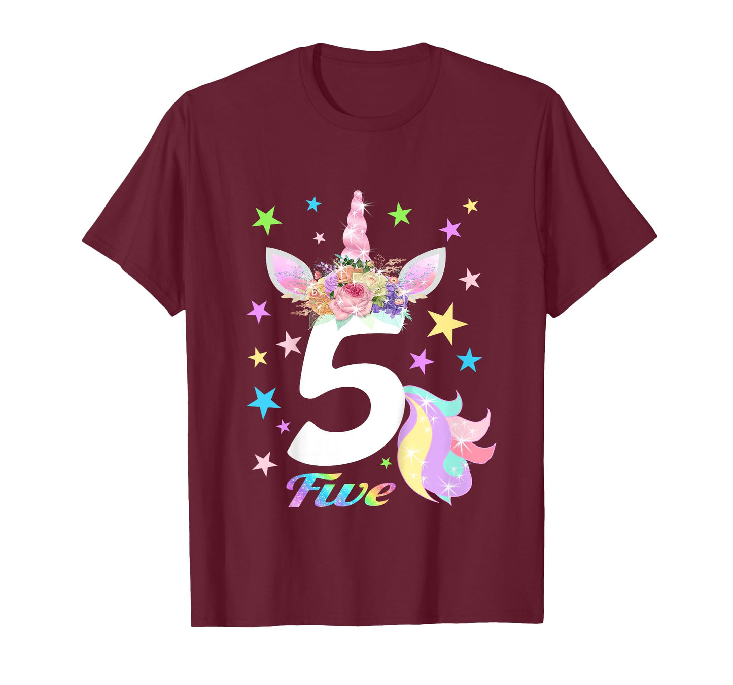 Number 5 (Five) 5th Birthday Unicorn Shirts for Girls T-Shirt
