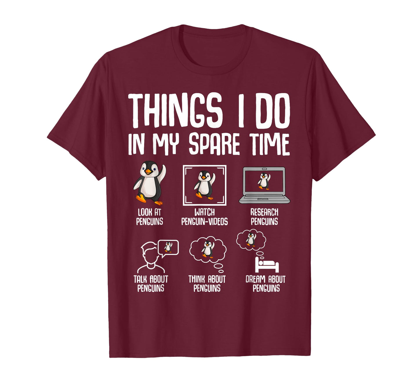 Penguin Things I Do In My Spare Time Women Kids Boys Girls T-Shirt