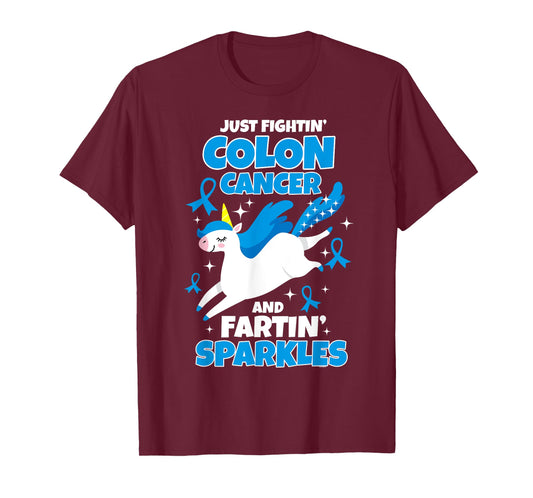 Colon Cancer Funny Unicorn Farting Sparkles T-Shirt