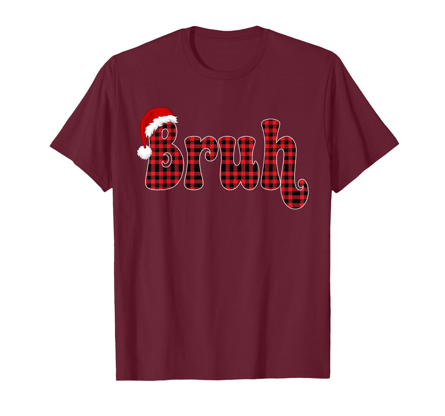 Bruh Funny Christmas Plaid Teens Boys Kids Xmas Pajamas T-Shirt