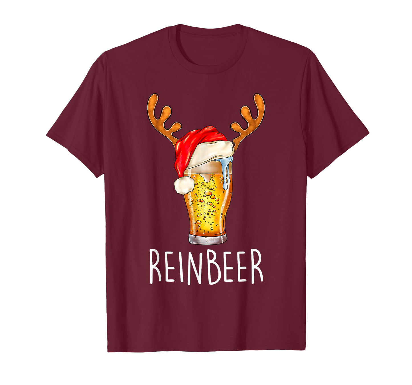 Wi-nedeer Reinbe-er Santa Hat Rei-ndeer Couple Xmas Matching T-Shirt