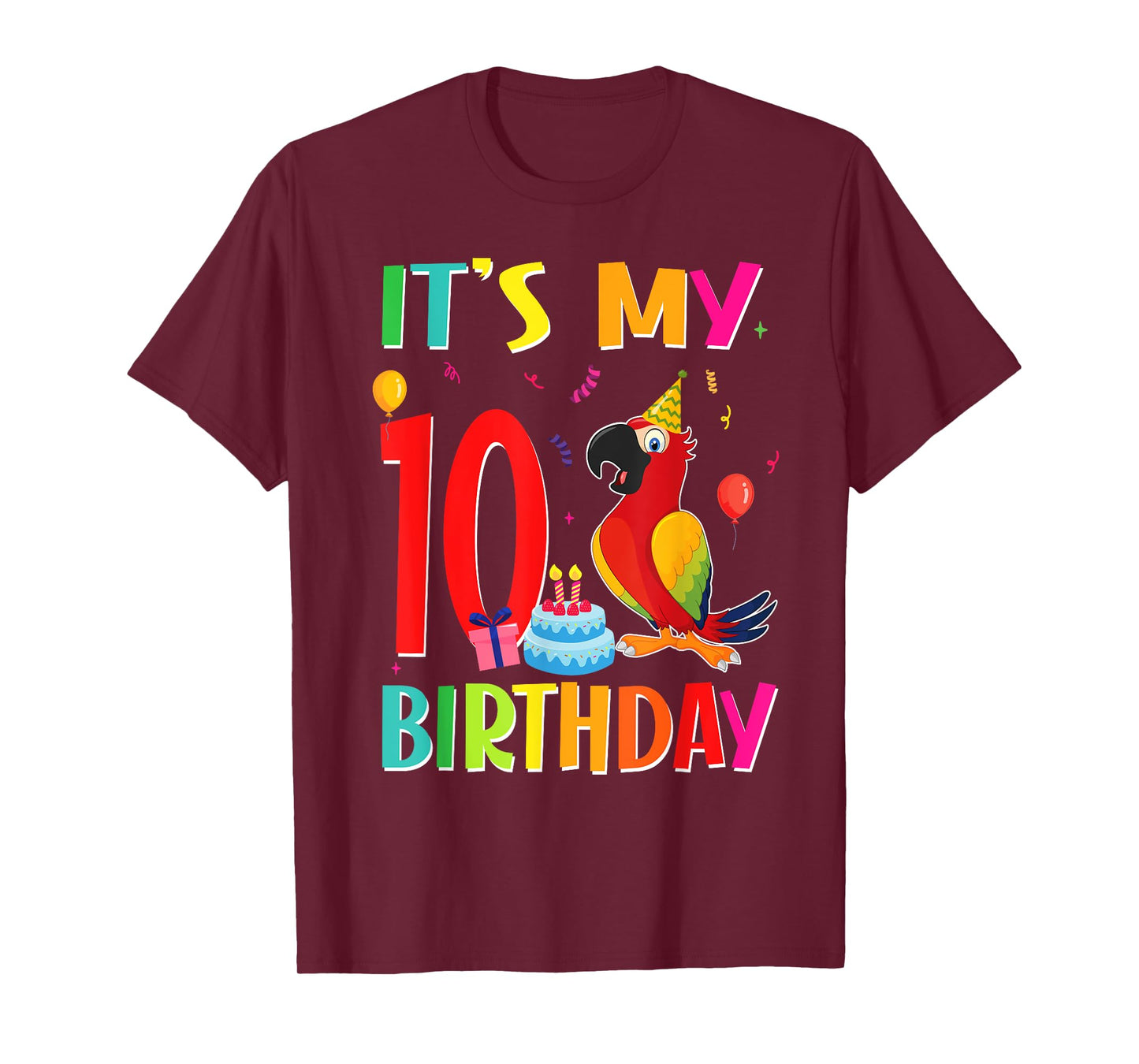 Its My 10th Birthday Parrot Bird Lover 10 Years Old T-Shirt