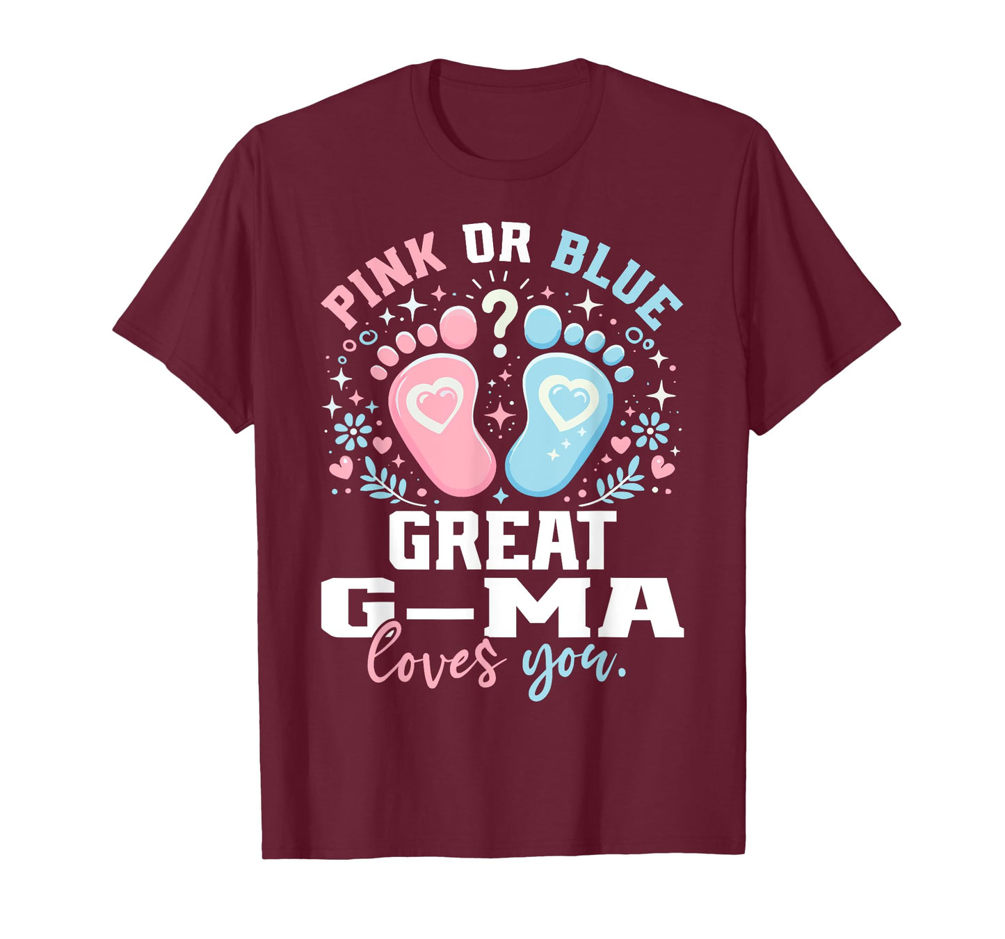 Pink or Blue Great G-Ma Footprints Gender Reveal T-Shirt