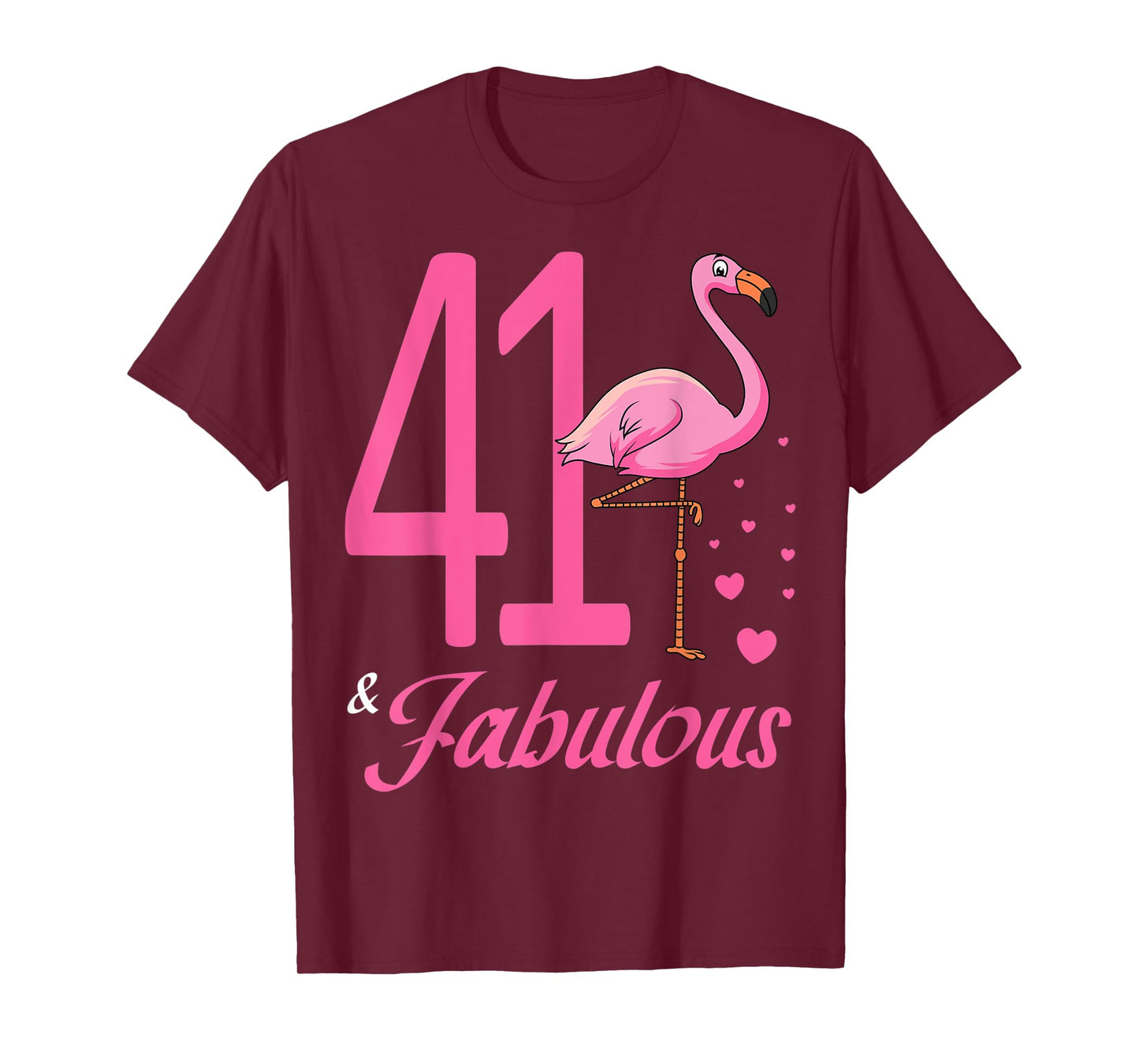 41 & Fabulous Flamingo Birthday 41st Party Celebration T-Shirt