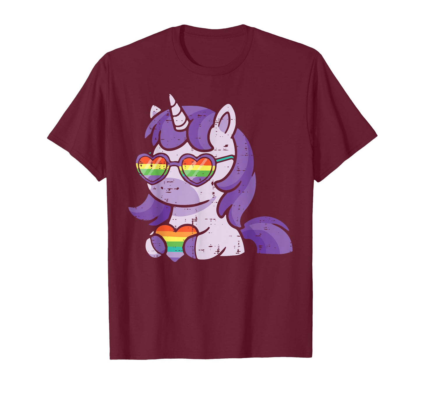 Gay Pride Month Unicorn Heart LGBTQ Ally Rainbow Women Girls T-Shirt