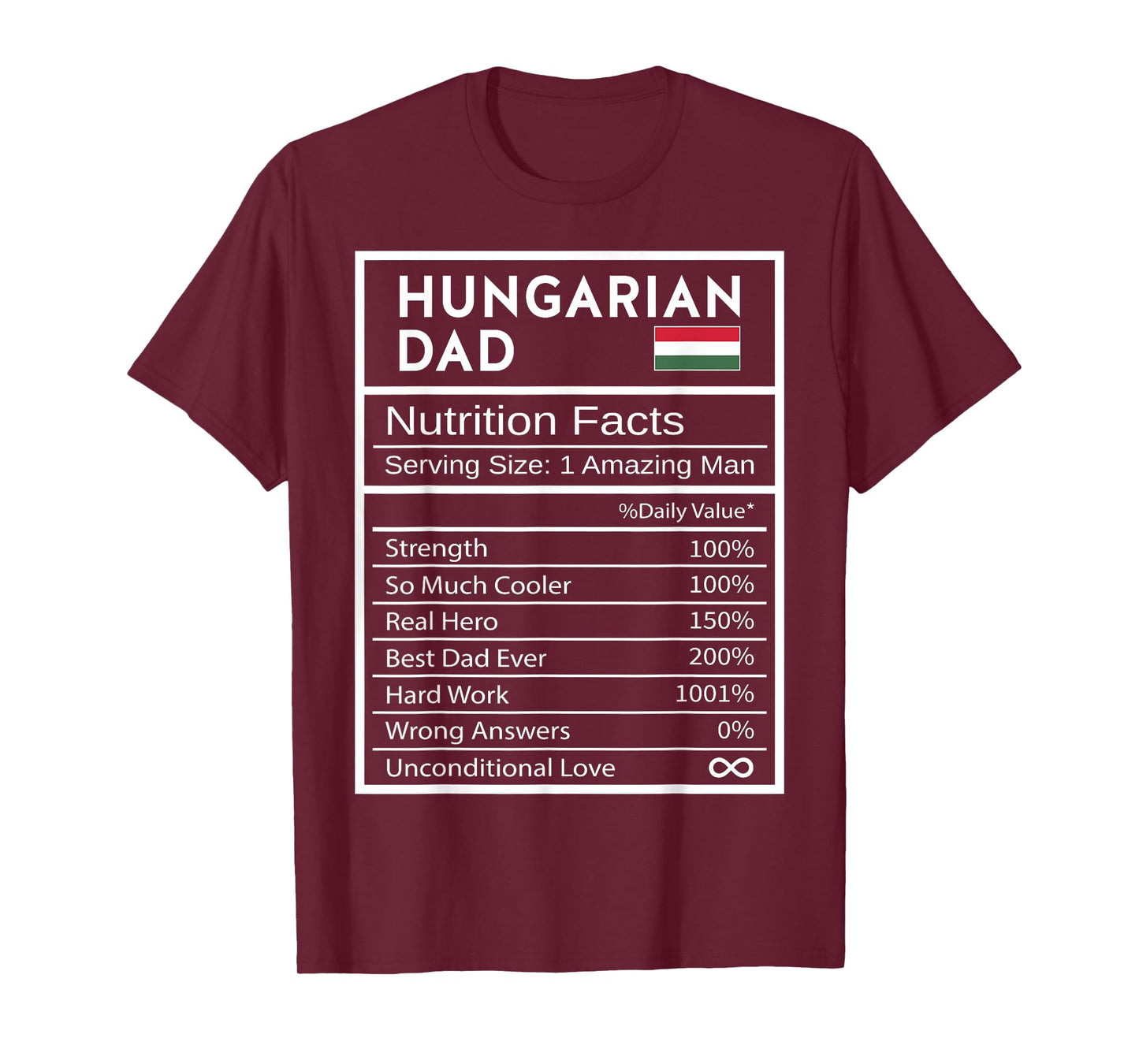 Hungarian Dad Nutrition Facts National Pride Gift For Dad T-Shirt