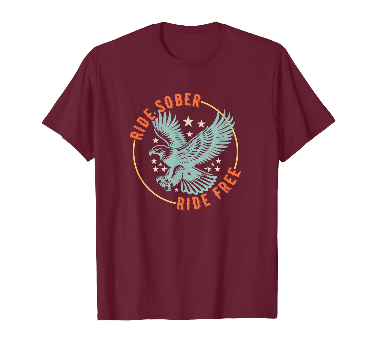 Ride Sober Ride Free AA American Military Eagle Motorcycle T-Shirt