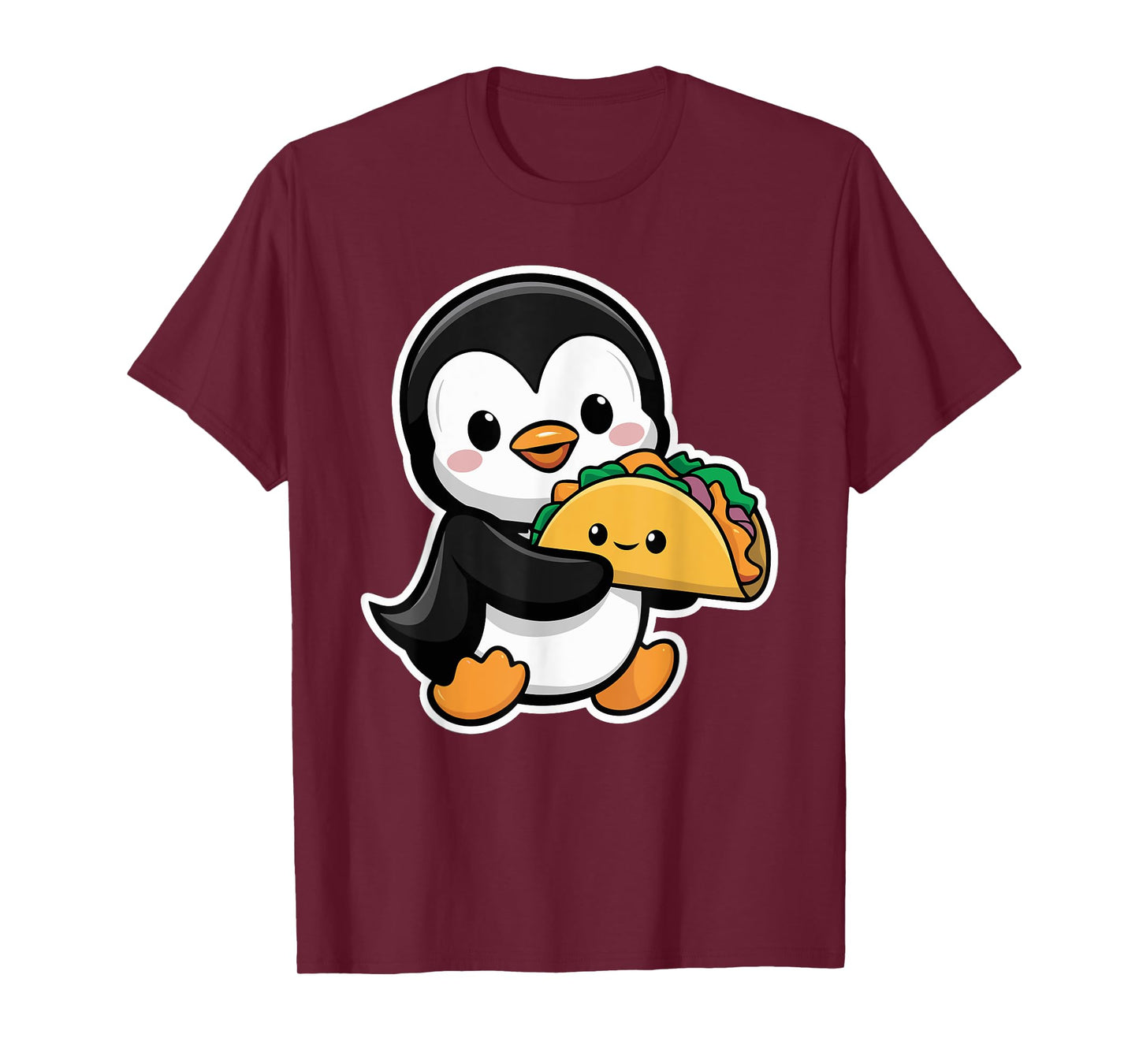 Funny Penguin Holding Taco Cute Kawaii Food Penguin T-Shirt