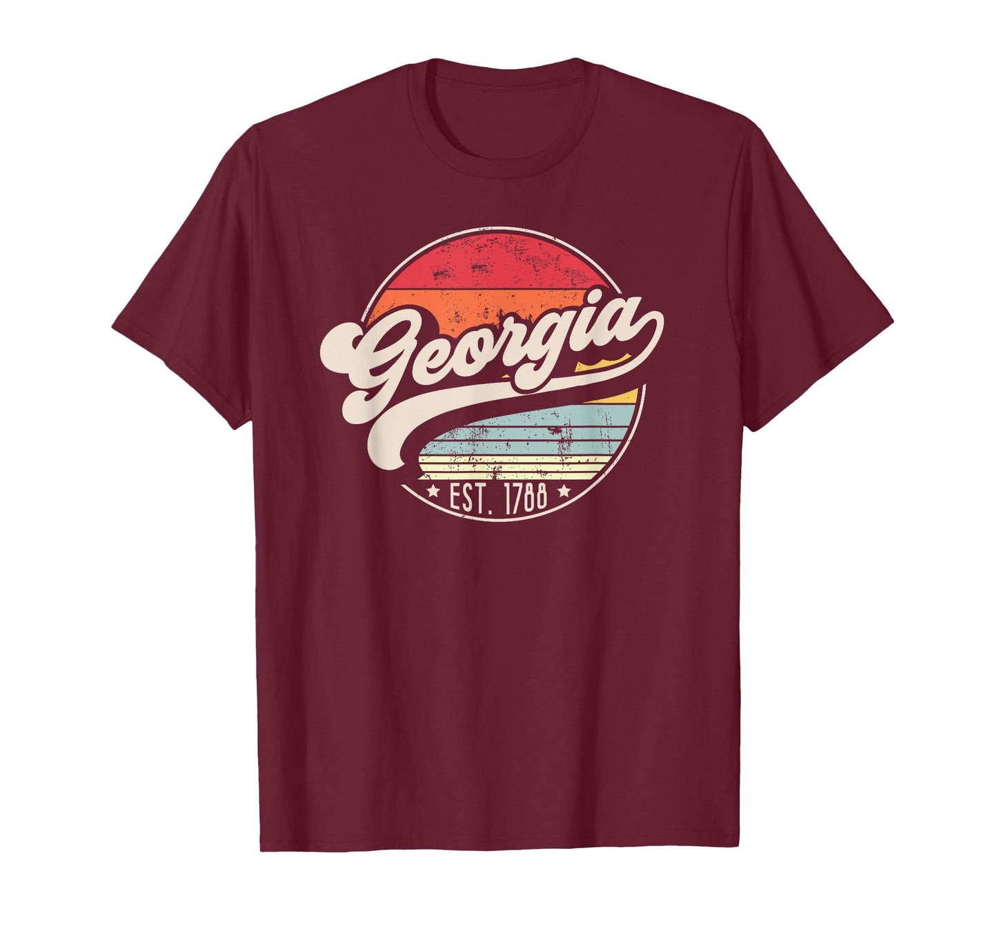 Retro Georgia Home State GA Cool 70s Style Sunset T-Shirt