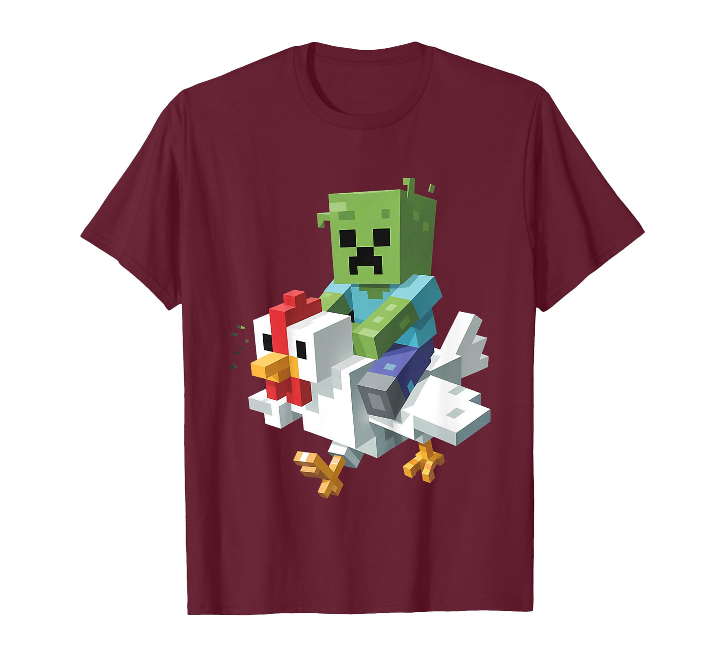 Kids Jock Chicken Shirt Pixel Art Gamer Zombie Boys Kids Tees T-Shirt
