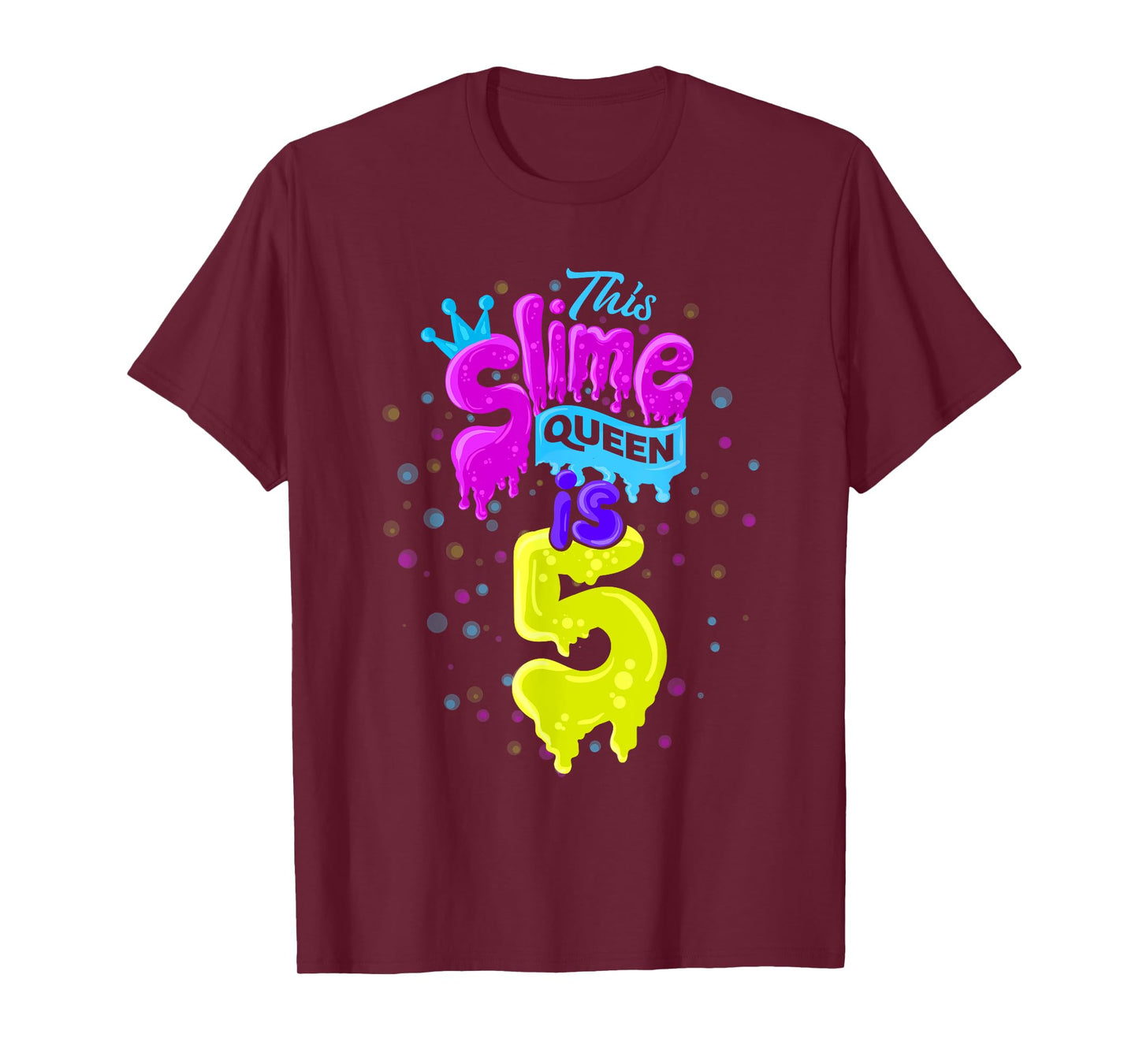 Slime Queen T-Shirt 5th Birthday Slime Shirt 5 T-Shirt