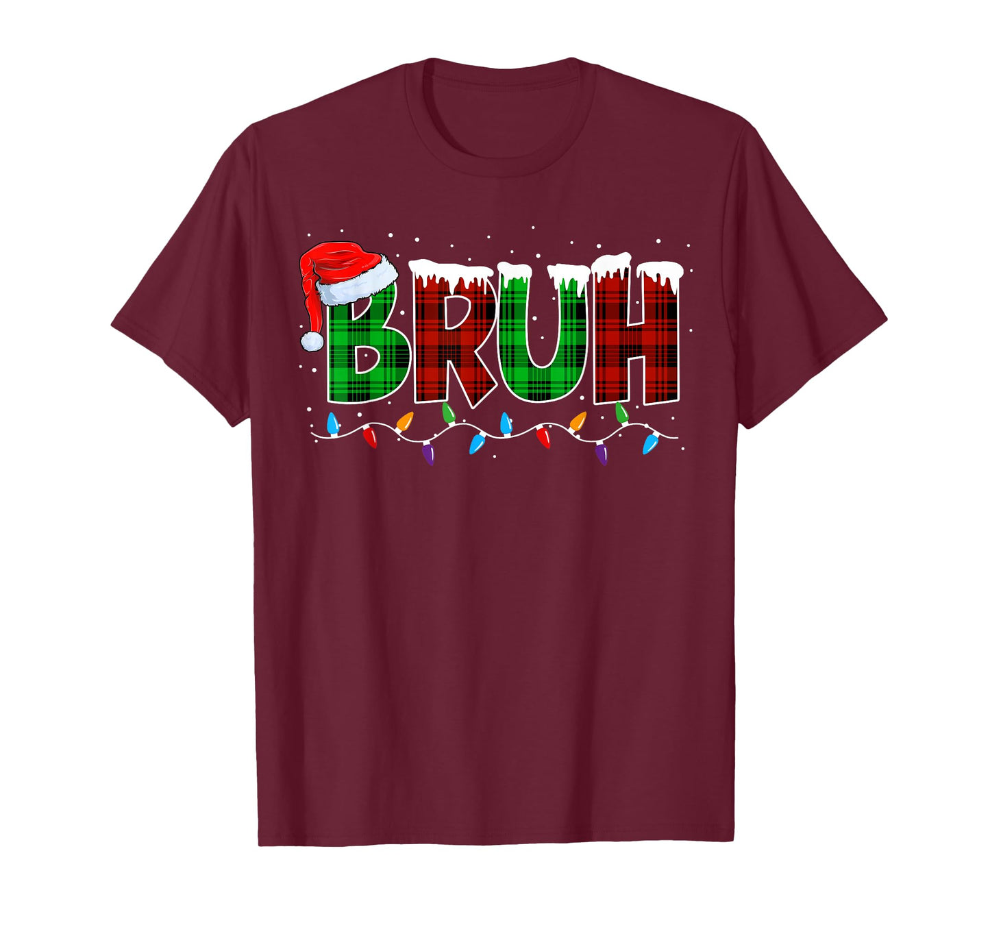 Bruh Funny Christmas Buffalo Plaid Xmas Boys Kids Pajamas T-Shirt