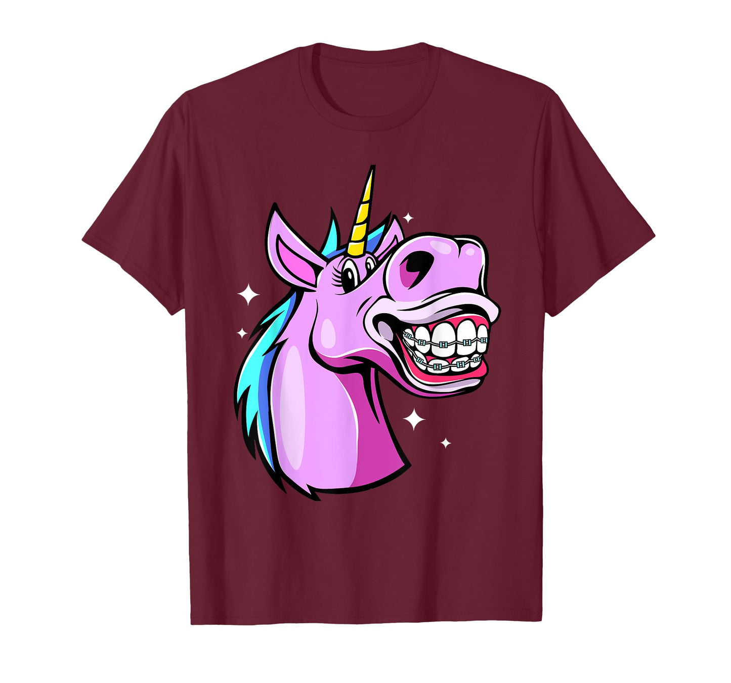 Unicorn With Braces For Girls Funny Orthodontist Dentist T-Shirt