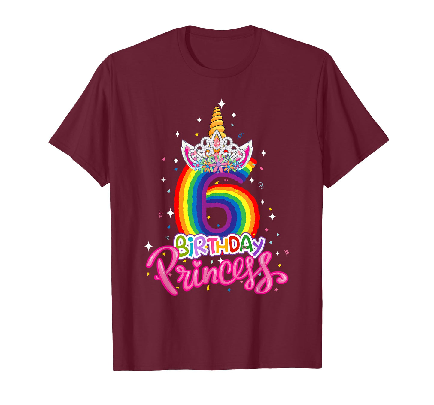 Birthday Princess Unicorn 6 Year Old 6th Birthday Girl Kids T-Shirt