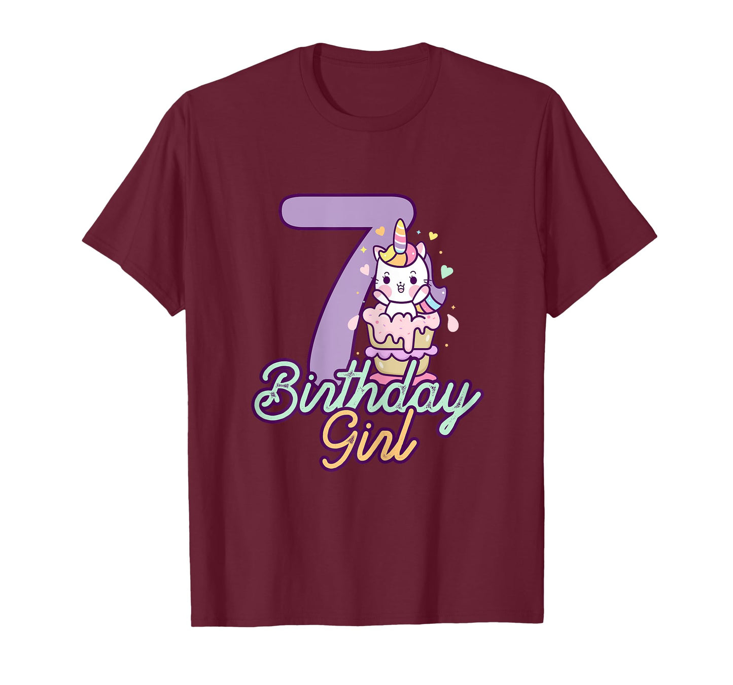 7 Years Old Birthday Girl Gifts Unicorn 7th Birthday T-Shirt