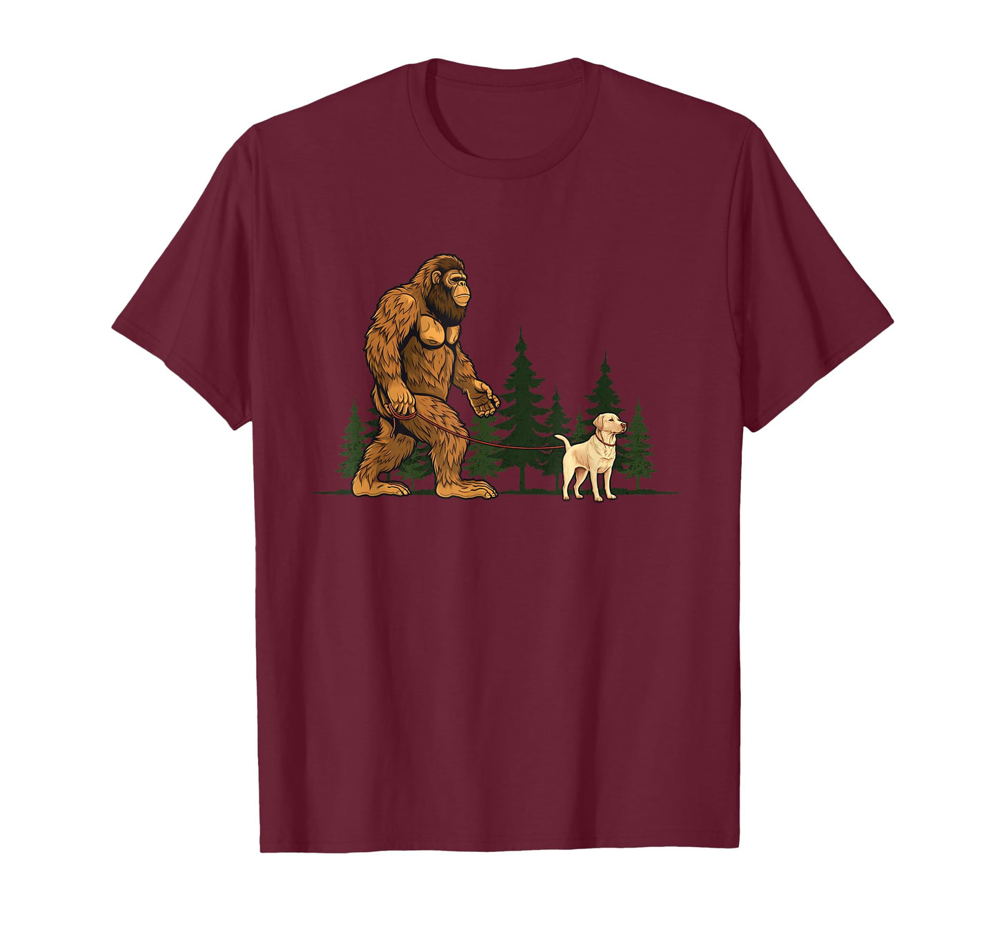 Funny Labrador Retriever Bigfoot Dog Walking Dog Mom Dad Kid T-Shirt