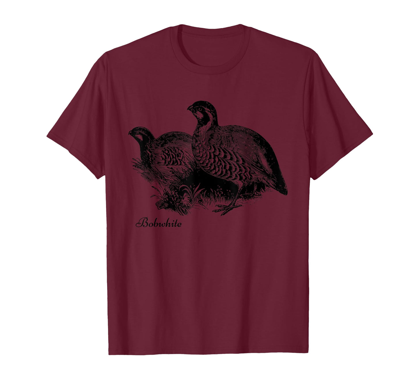 Bird Birder & Birding Apparel Company Bobwhite Northern Bobwhite Quail T-Shirt - Grey, Unisex-Adults, Small, Short Sleeve, Classic Fit, Cotton, Crew Neck, T-Shirt
