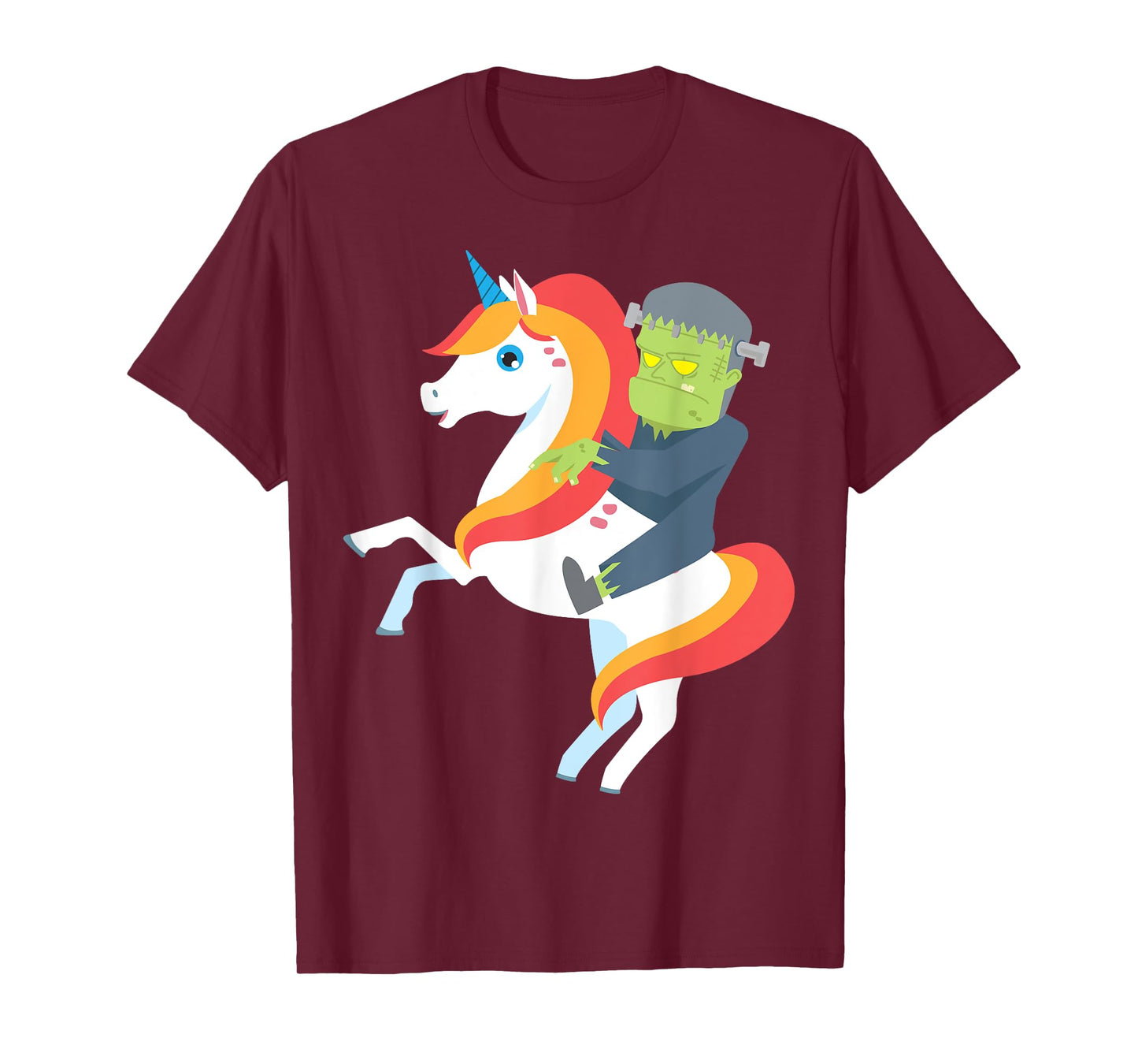 Frankenstein Riding Unicorn Cute Monster Halloween Costume T-Shirt