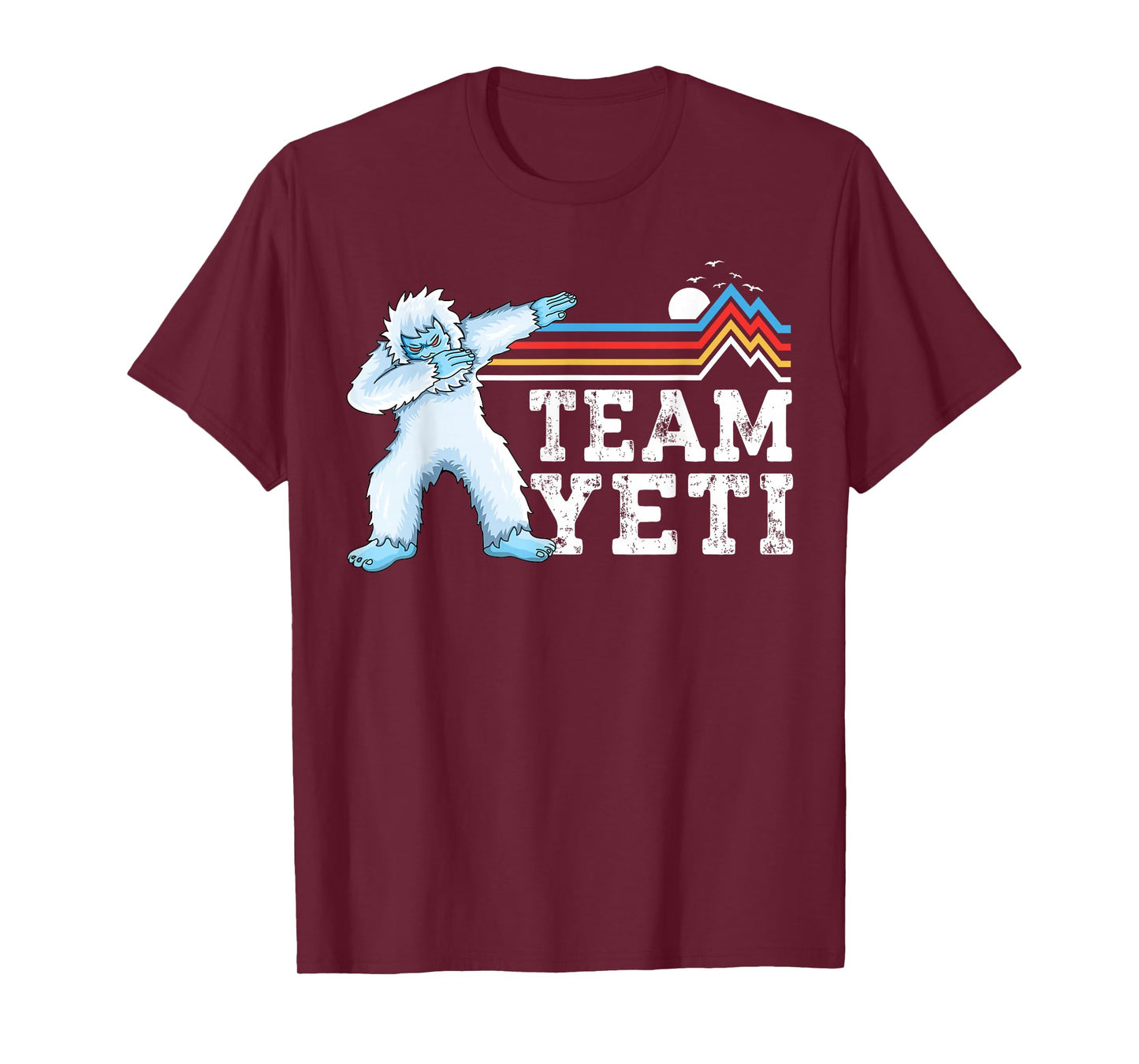 Dabbing Yeti Vintage Sunset mountain bigfoot lover team yeti T-Shirt