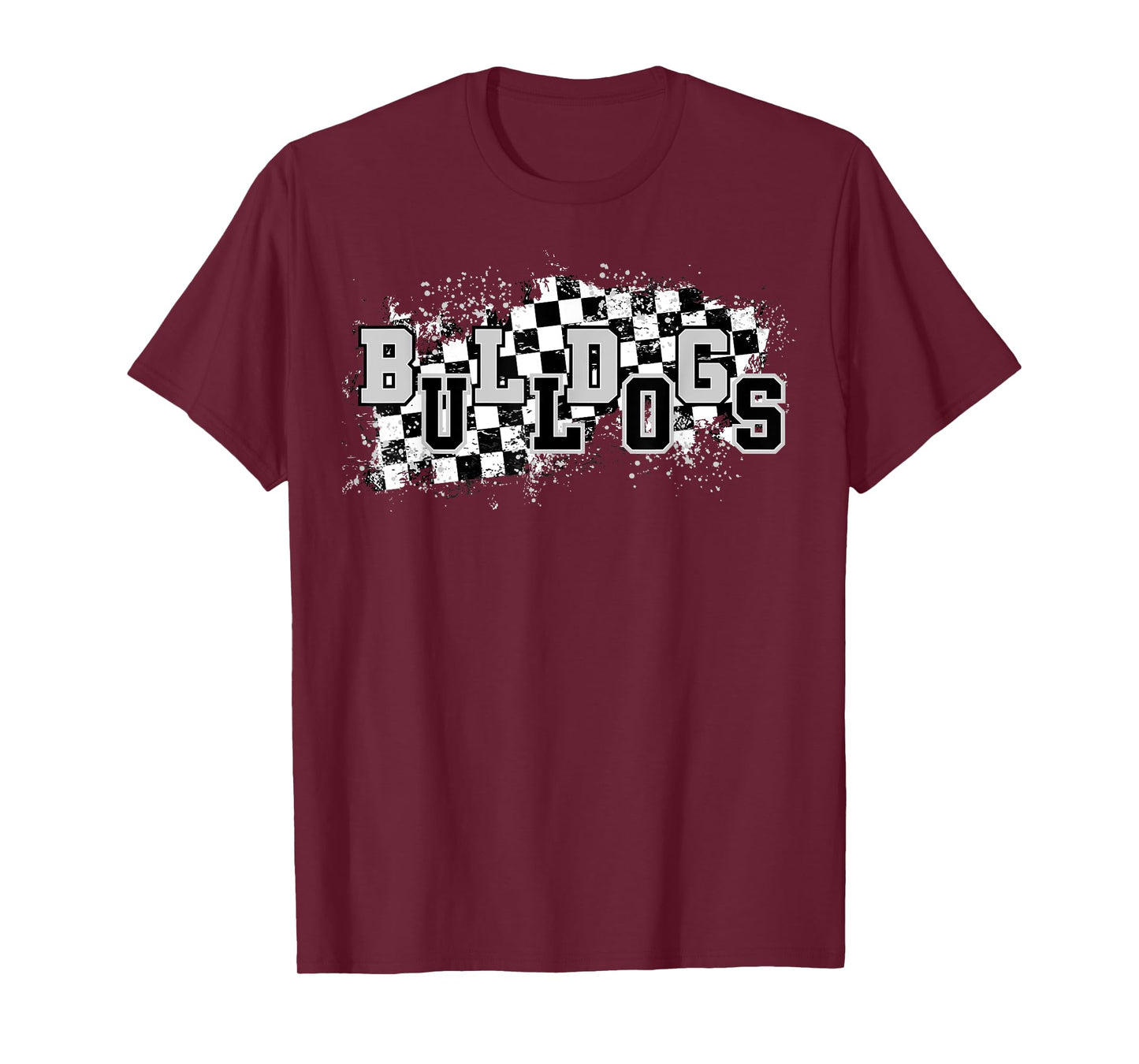 Bulldogs School Spirit Bulldog Pride Checkered Teacher T-Shirt