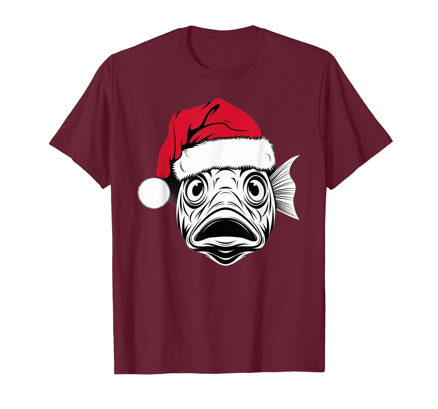 Funny Santa Fish on Marry Christmas Fish T-Shirt