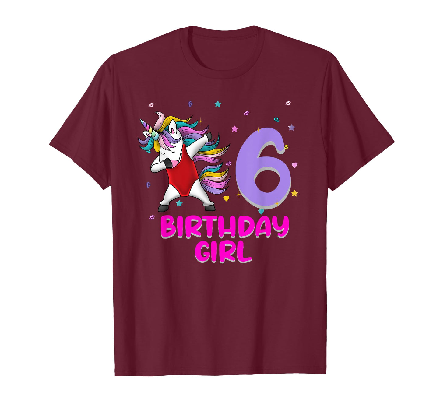 Unicorn Swimsuit 6th Birthday Girl Love Funny 6 Years Old T-Shirt