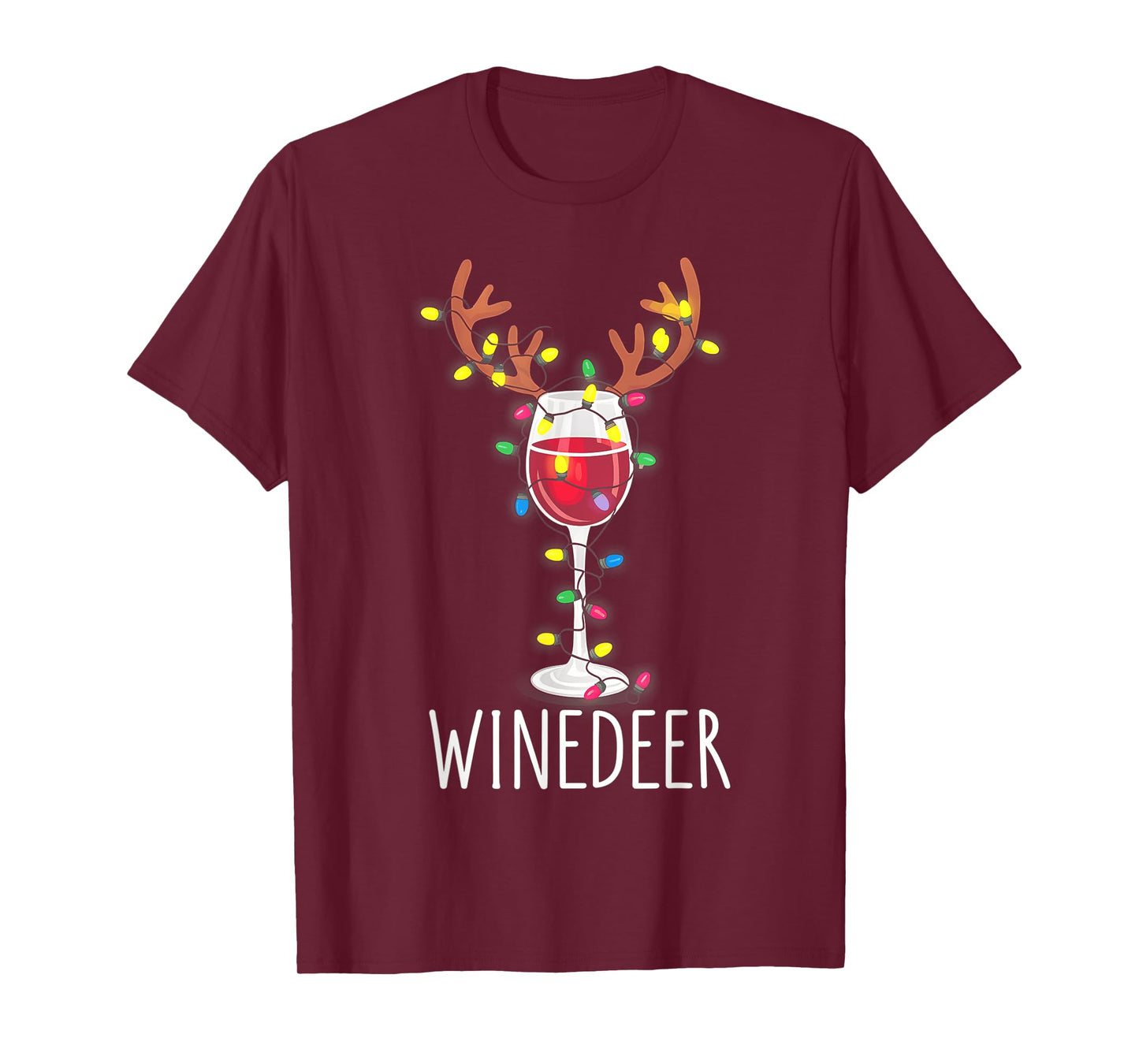 Winedeer Reinbeer Santa Hat Reindeer Couple Xmas Matching T-Shirt