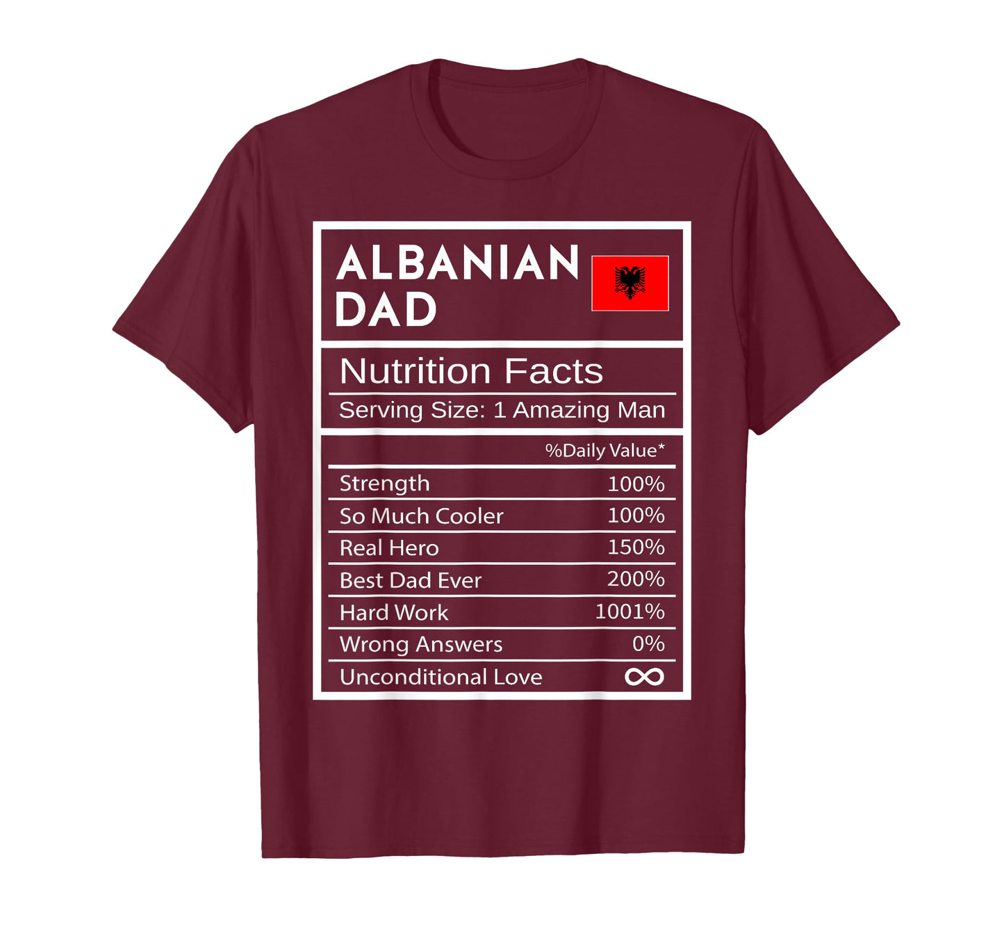 Albanian Dad Nutrition Facts National Pride Gift For Dad T-Shirt