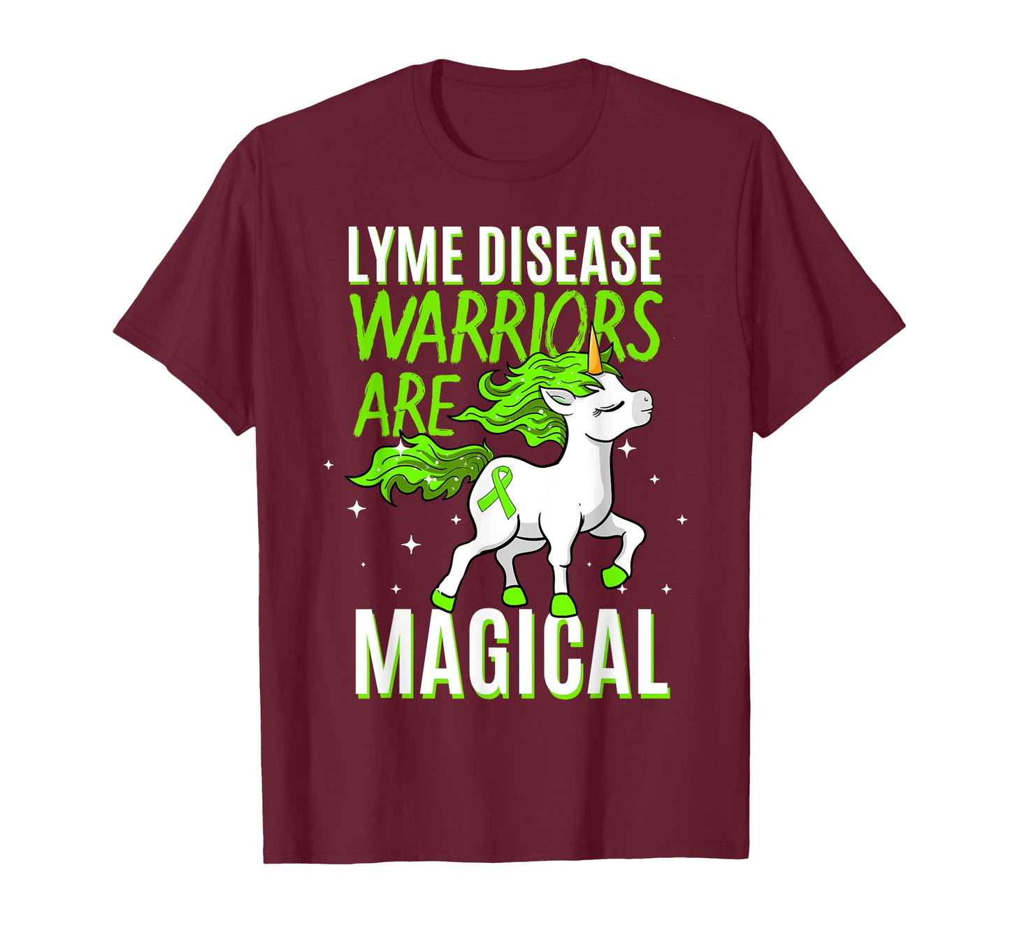Lyme Disease Warrior Magical Unicorn Ticks Green Ribbon Gift T-Shirt