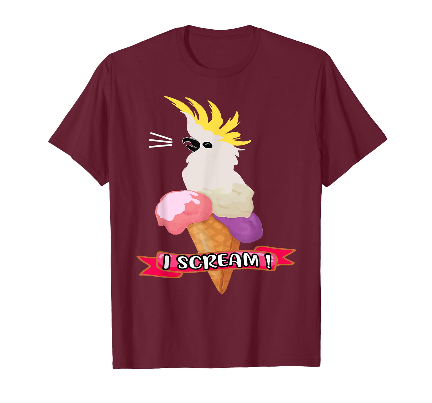 Sulfur Crested Cockatoo Ice Cream Parrot - Cockatoo Tee . T-Shirt