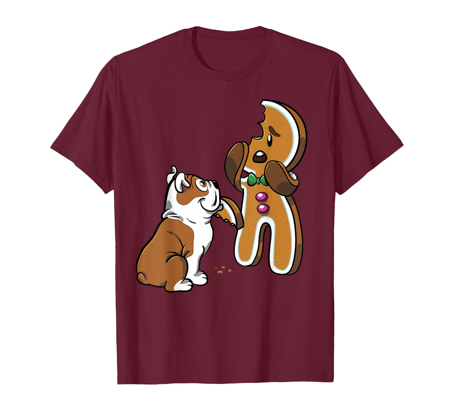 English Bulldog Gingerbread Man Christmas T-Shirt Dog Shirt T-Shirt