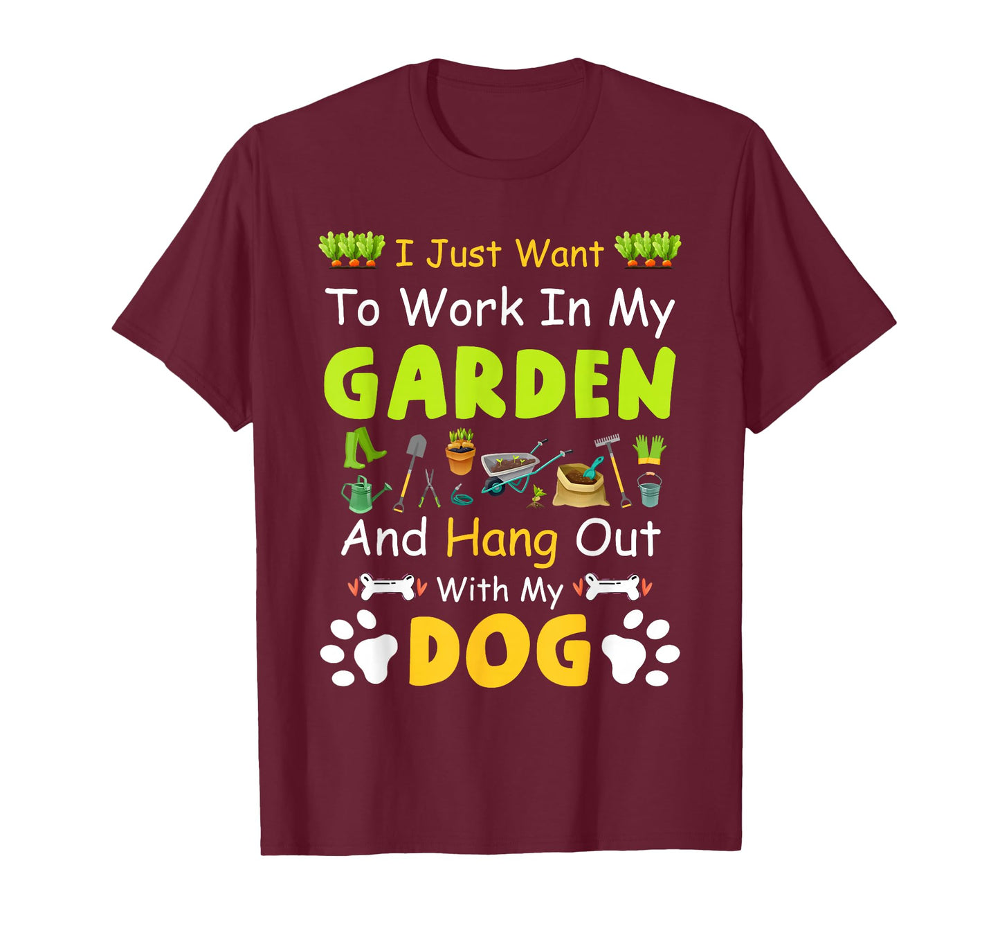 Hang Out With My dog Funny Gardening Dog Lovers T-Shirt - Black, Unisex-Adults & Kids, Short Sleeve, Classic Fit, Cotton, Polyester, Small