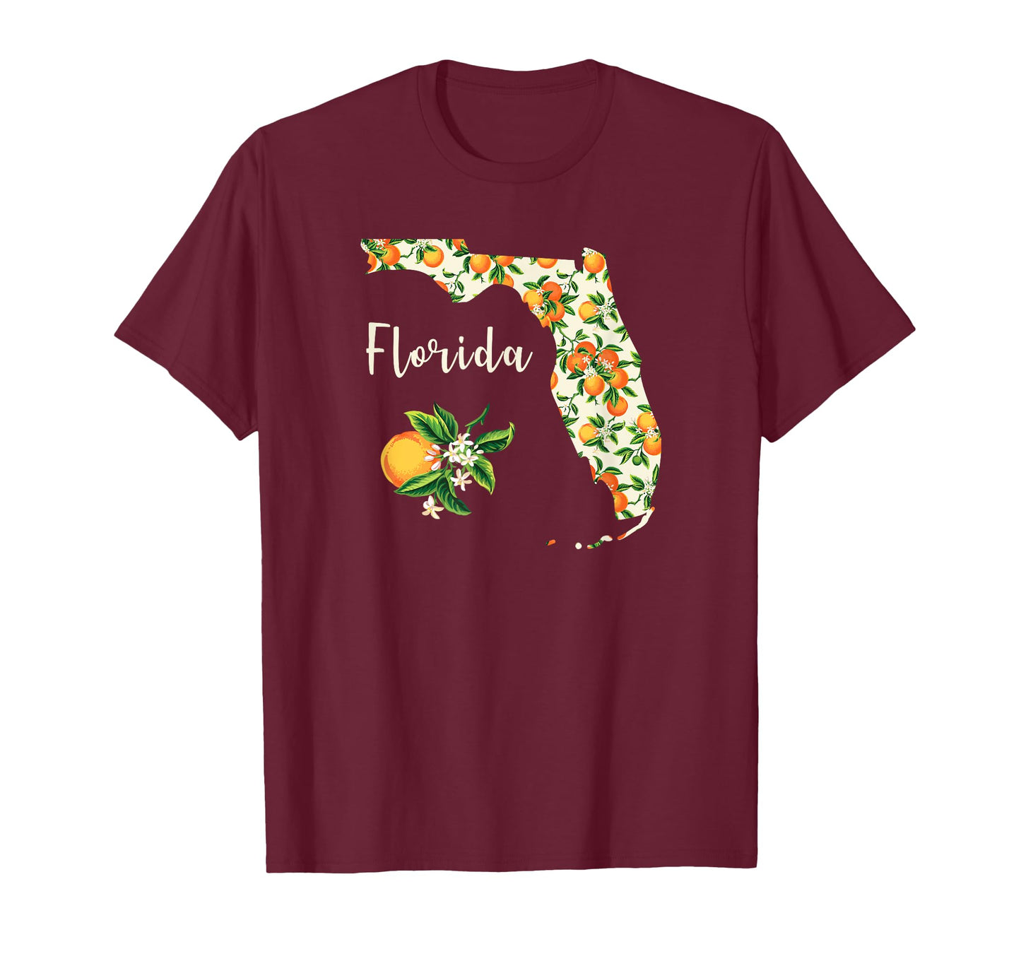 Florida Floral Orange Blossom Handwritten State Inspired T-Shirt