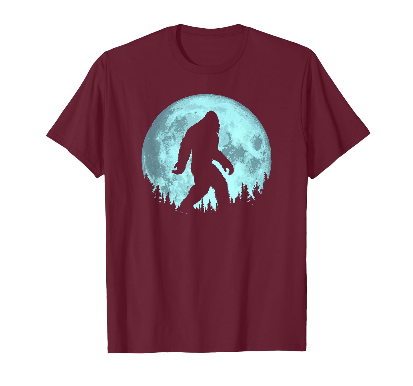 Bigfoot Night Minimalist Full Moon & Trees Sasquatch T-Shirt