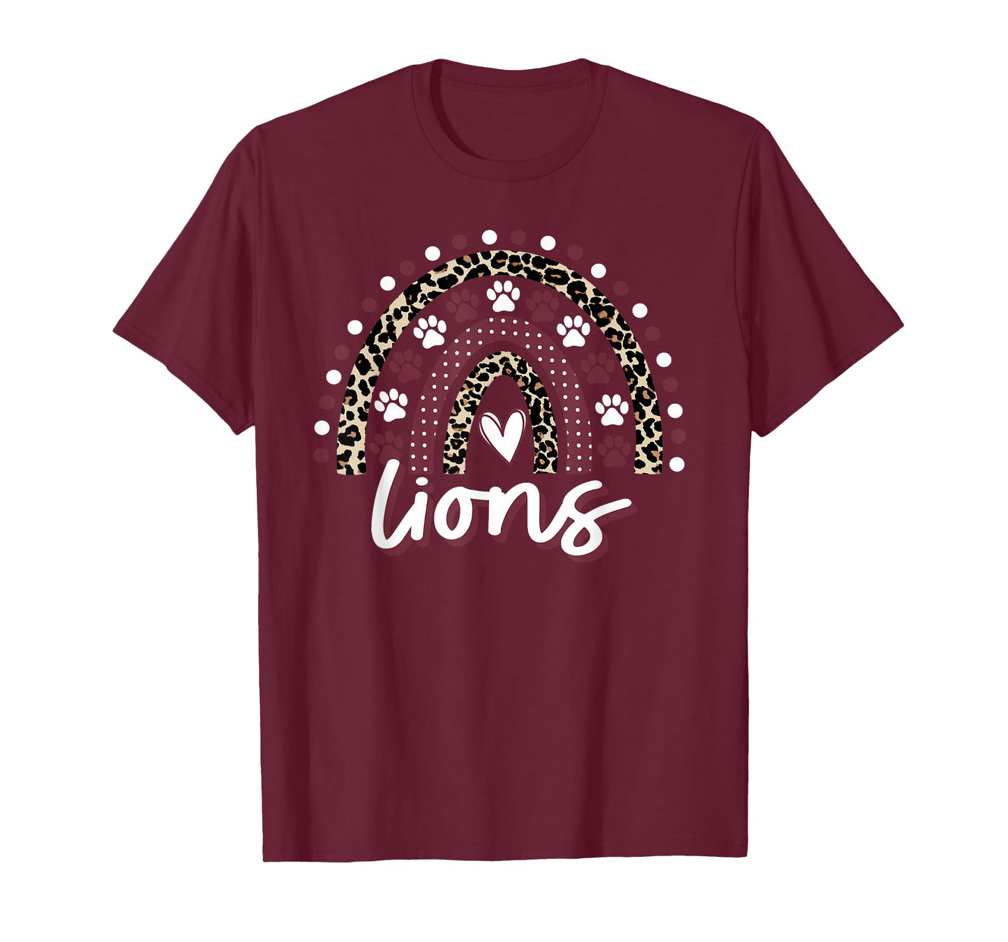Lions Rainbow Maroon Lion Pride School Spirit Mascot Lions T-Shirt