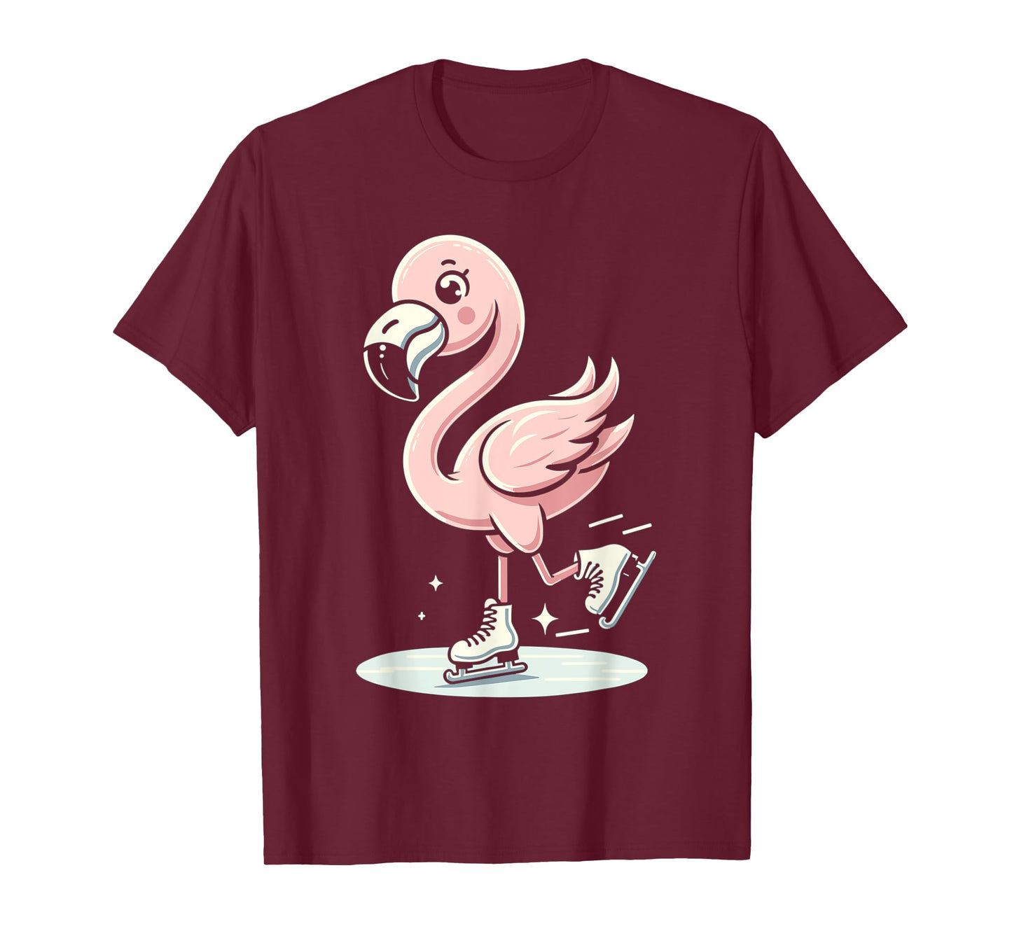 Cute Flamingo Ice Skating Skater Figure Skating For Girls T-Shirt