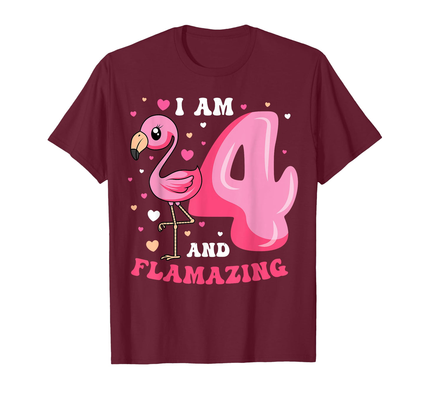 I Am 4 And Flamazing Flamingo Birthday 4th Bday Party T-Shirt