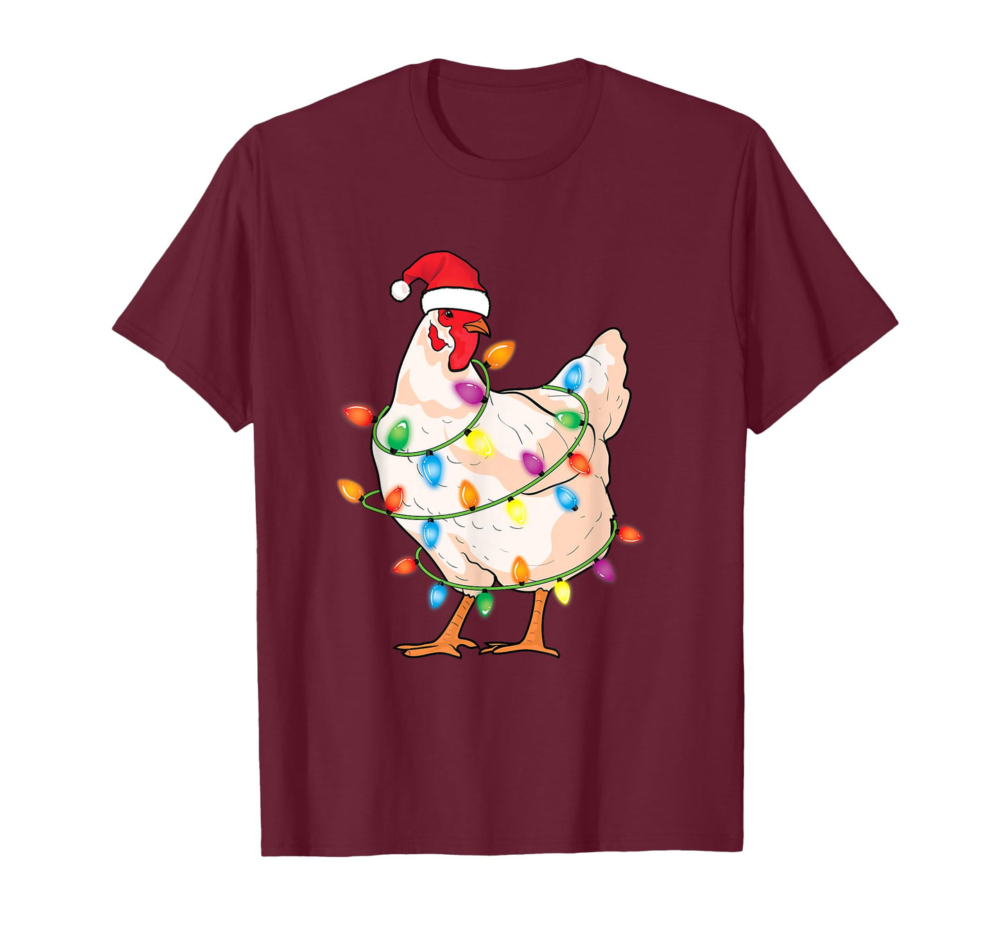 Chicken Christmas Tree with Santa Hat Farmer Funny Chicken T-Shirt