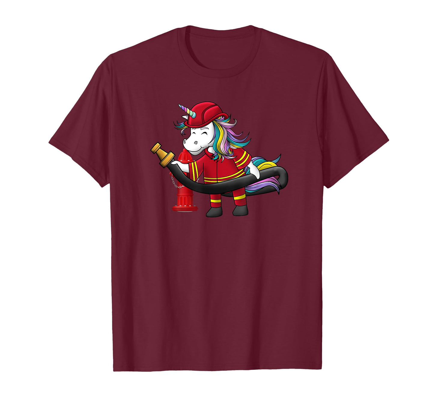 Unicorn Firefighter Fireman Birthday Party Funny Girl Love T-Shirt
