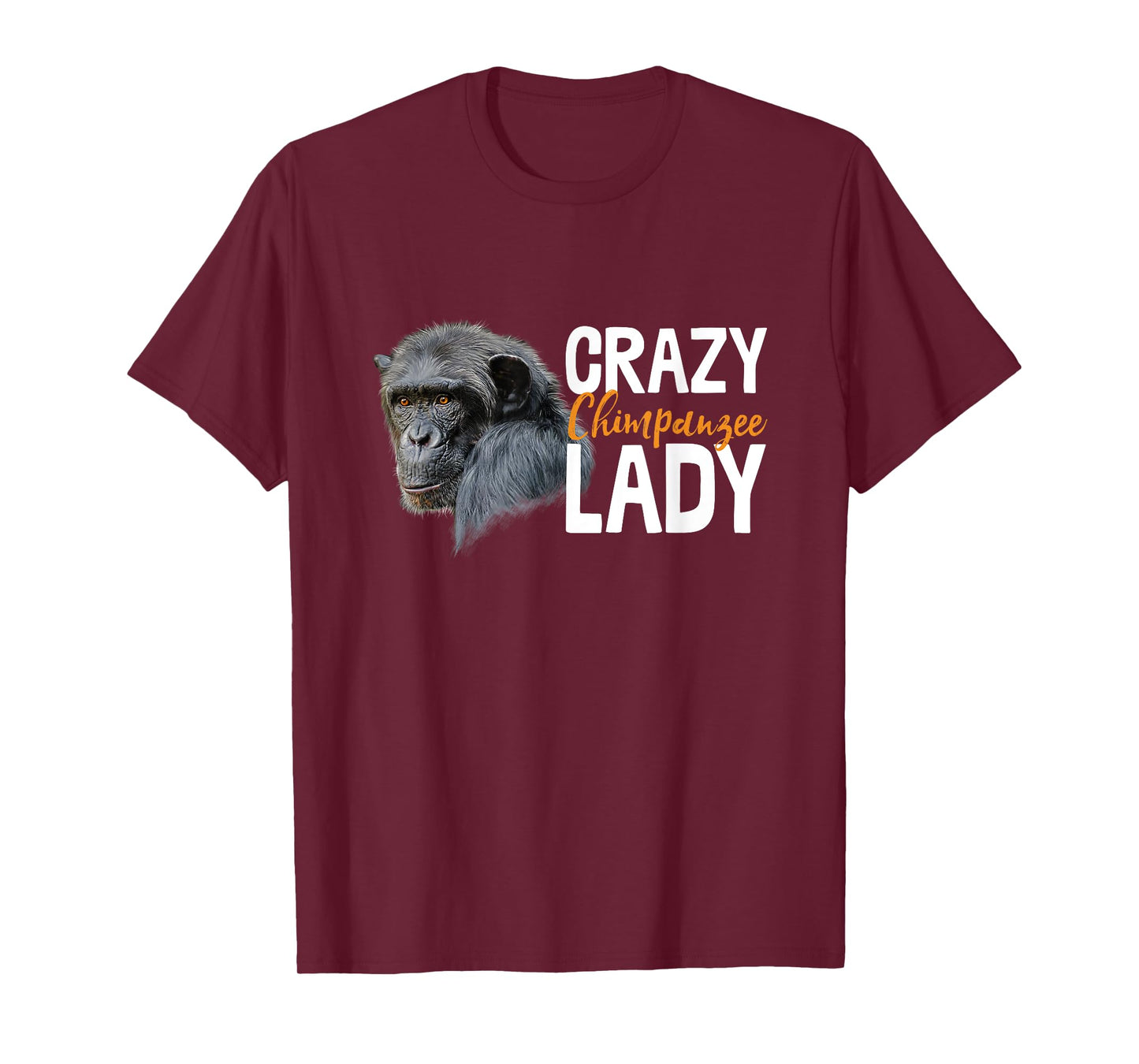 Crazy Chimpanzee Lady Art Monkey Chimp Ape Animal Novelty T-Shirt
