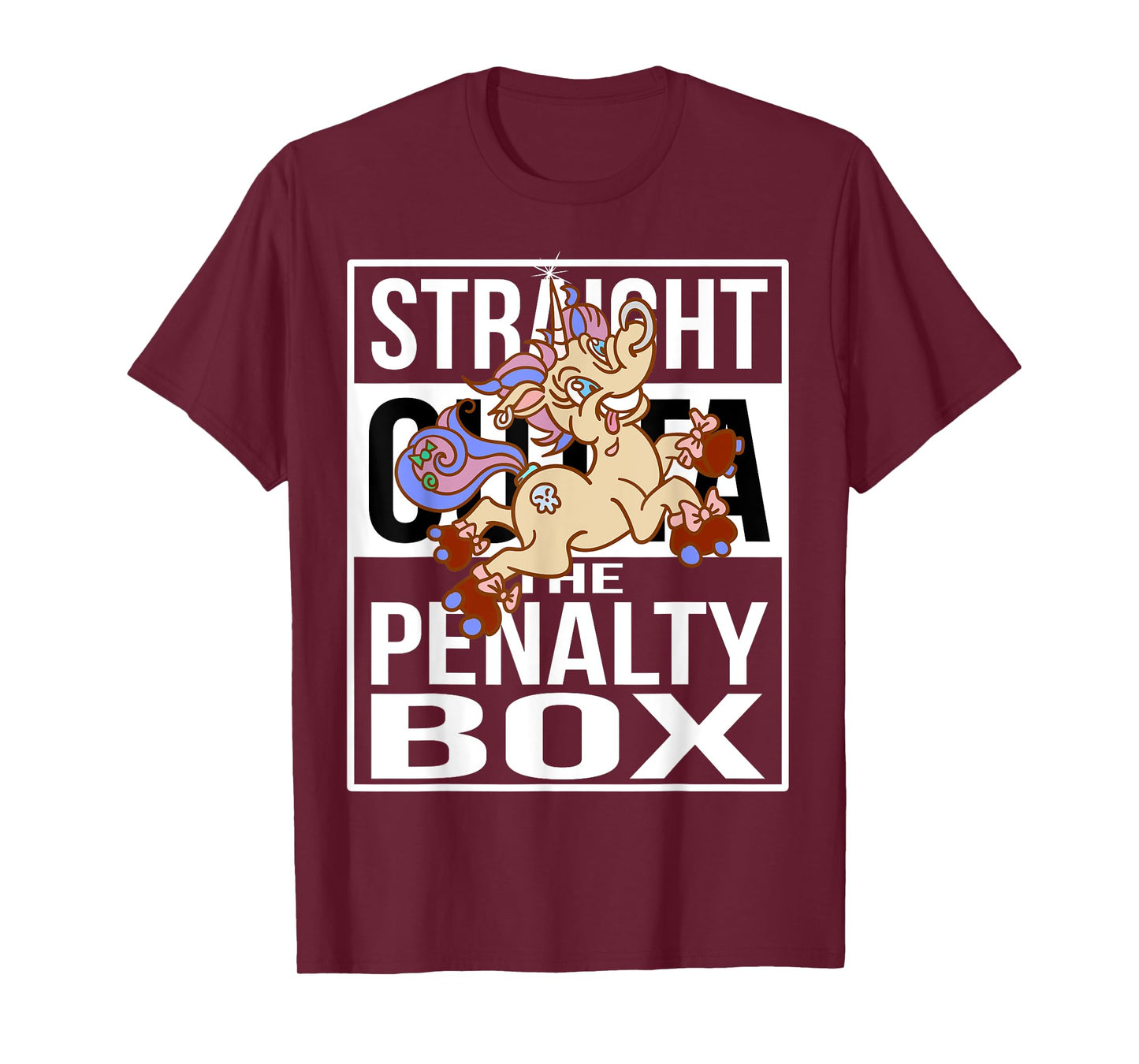 Straight outta the Penalty Box Skater Unicorn Roller Derby T-Shirt
