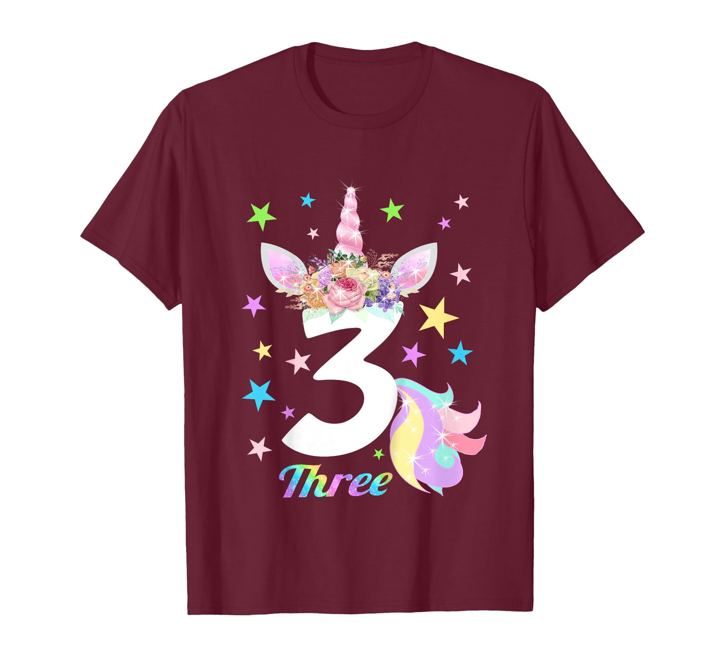 Number 3 (Three) 3 Year Old Unicorn 3rd Birthday Shirt T-Shirt