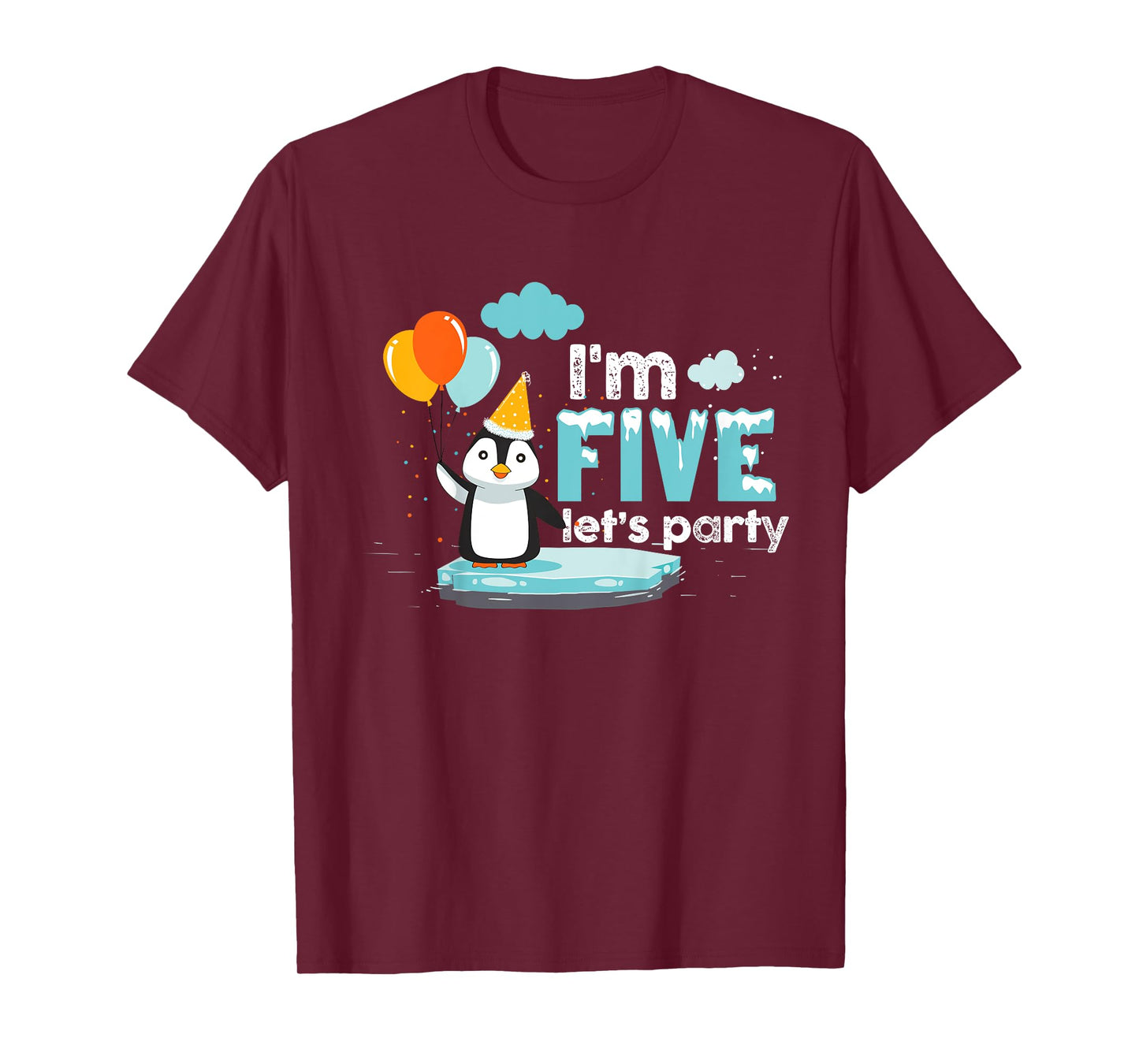 I'm 5 Birthday Outfit Penguin Kids Clothing T-Shirt