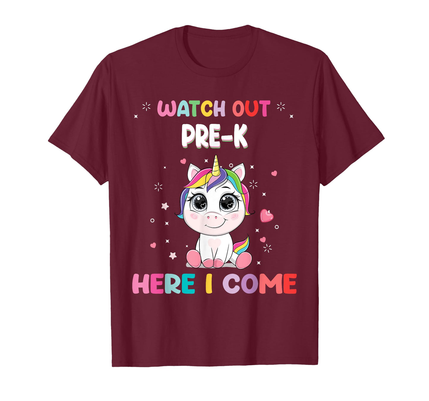 Watch Out Pre-K Here I Come Unicorn Back To School T-Shirt
