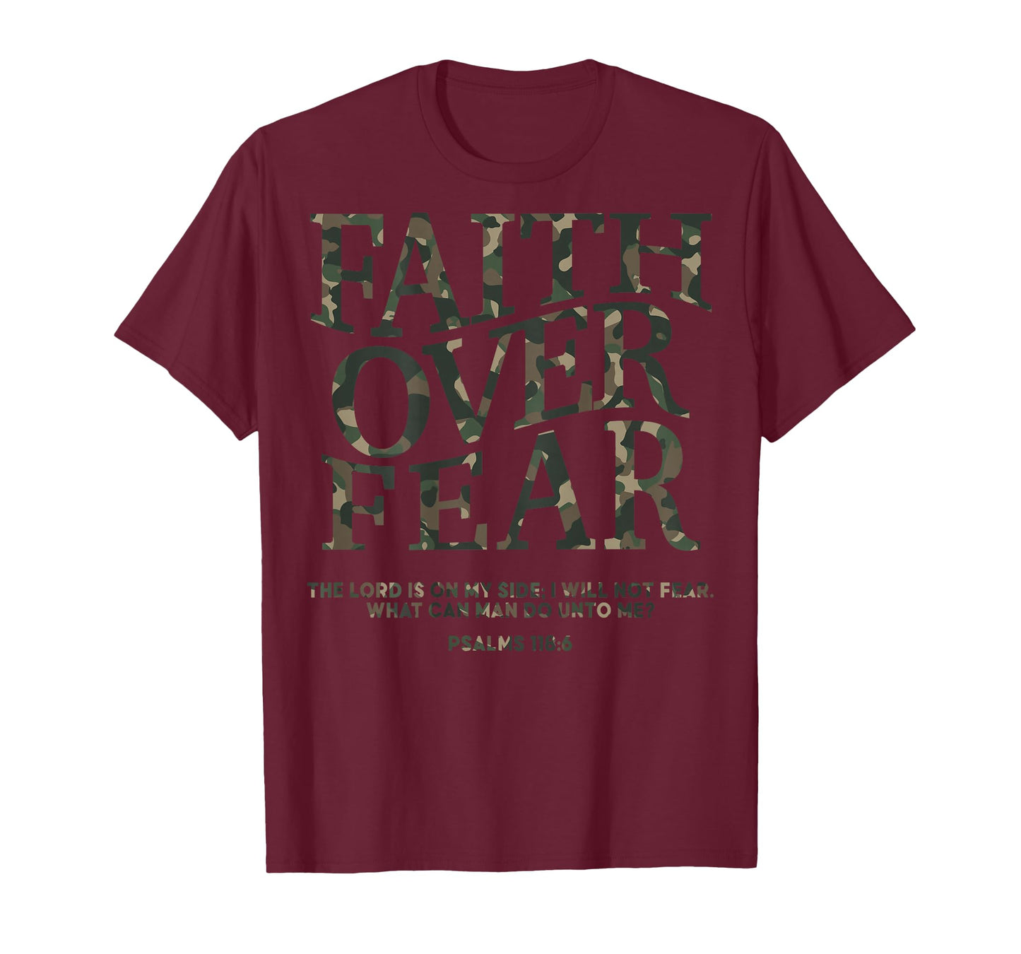 Christian Faith Over Fear Camo Jesus Youth God Son Brother T-Shirt