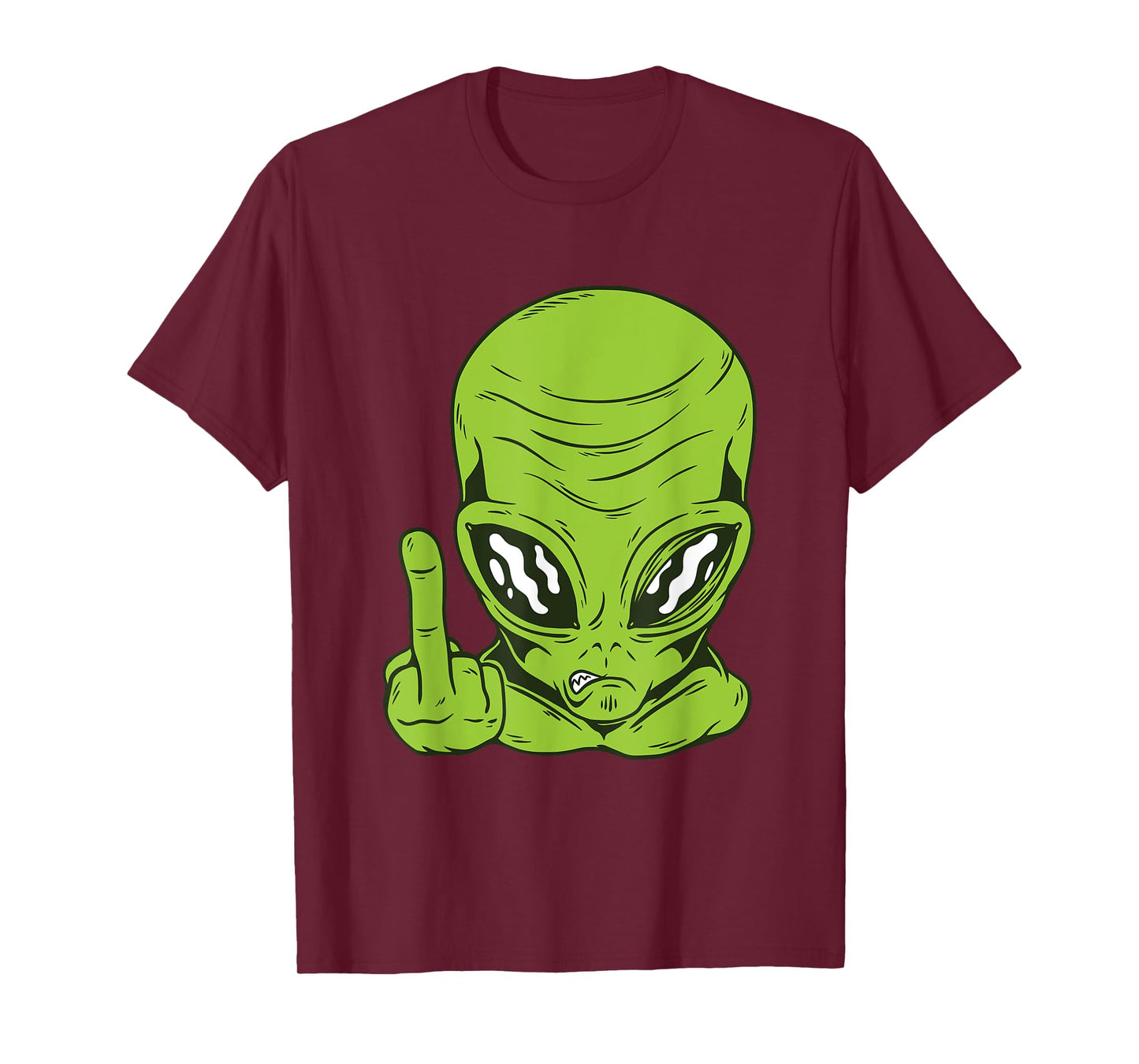 Funny Angry Alien Head Flipping the Bird Middle Finger T-Shirt